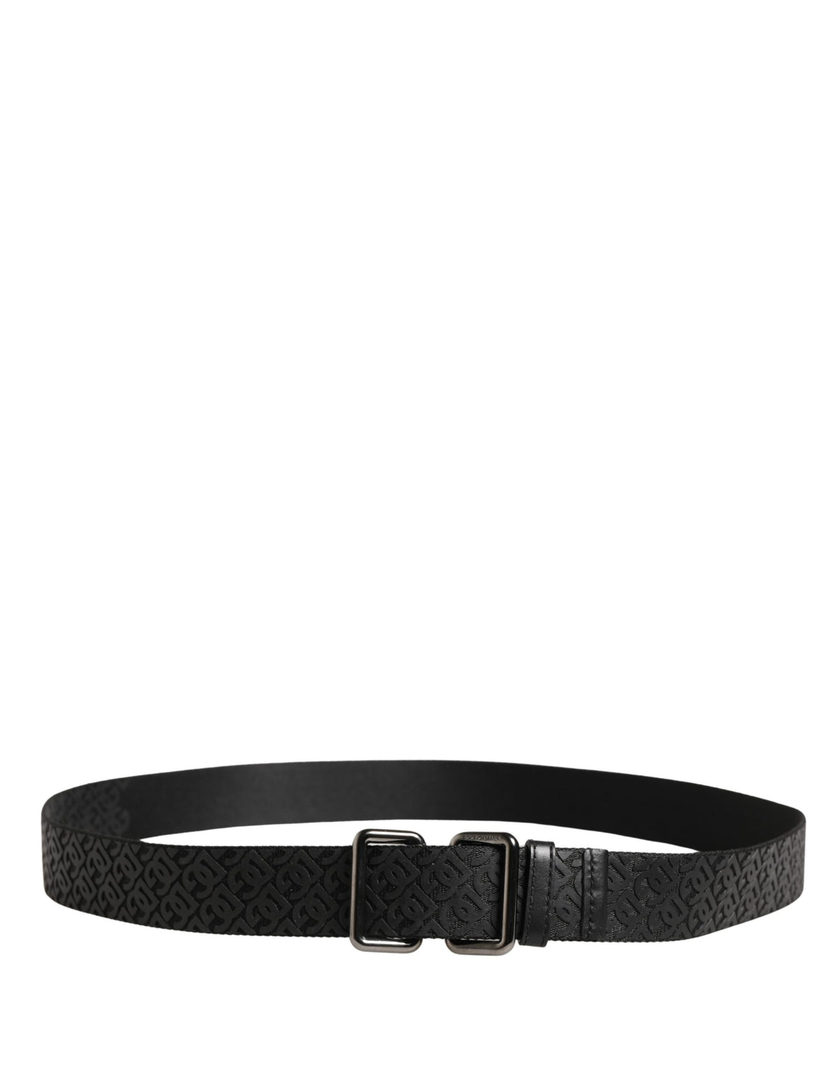 New Dolce & Gabbana Men Black DG Logo Metal Buckle Belt
