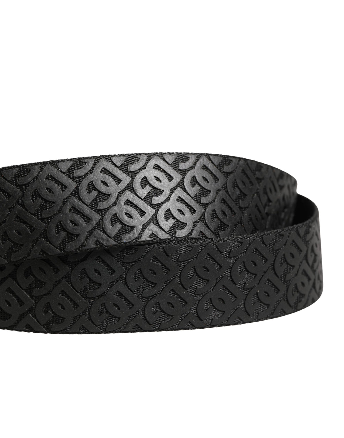 New Dolce & Gabbana Men Black DG Logo Metal Buckle Belt