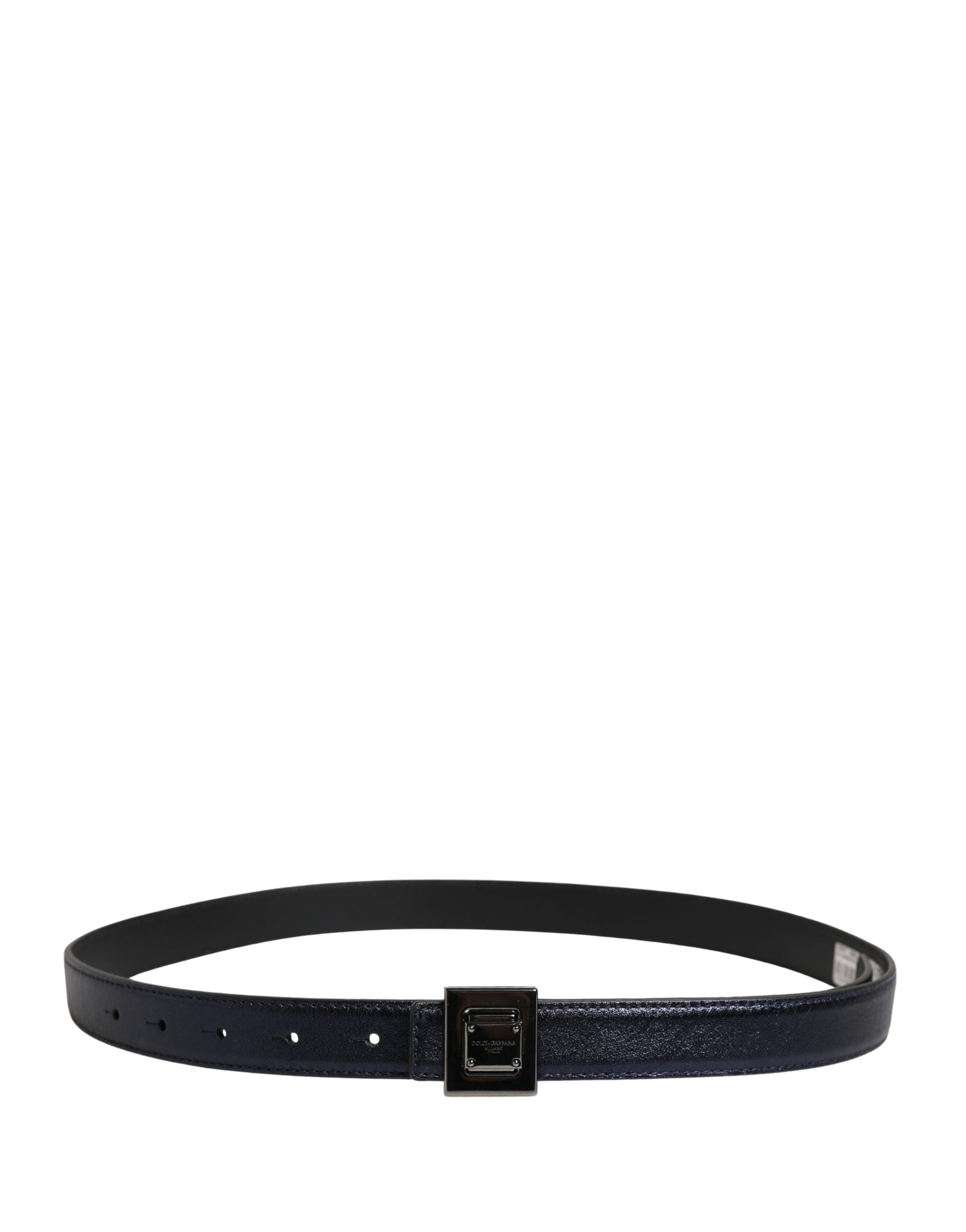 Dolce & Gabbana Men Black Classic Leather Square Buckle Belt
