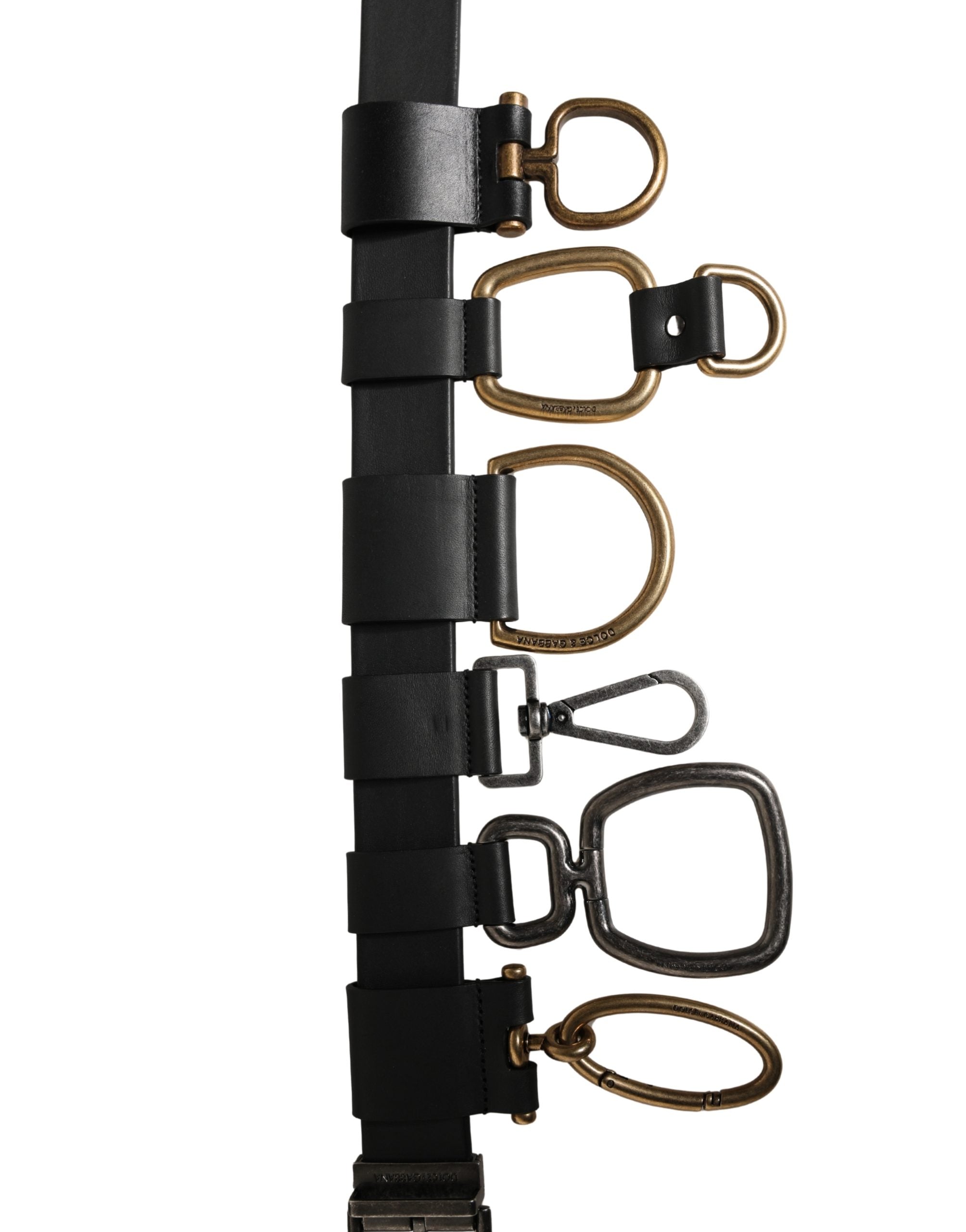 New Dolce & Gabbana Men Black Classic Leather Metal Buckle Belt