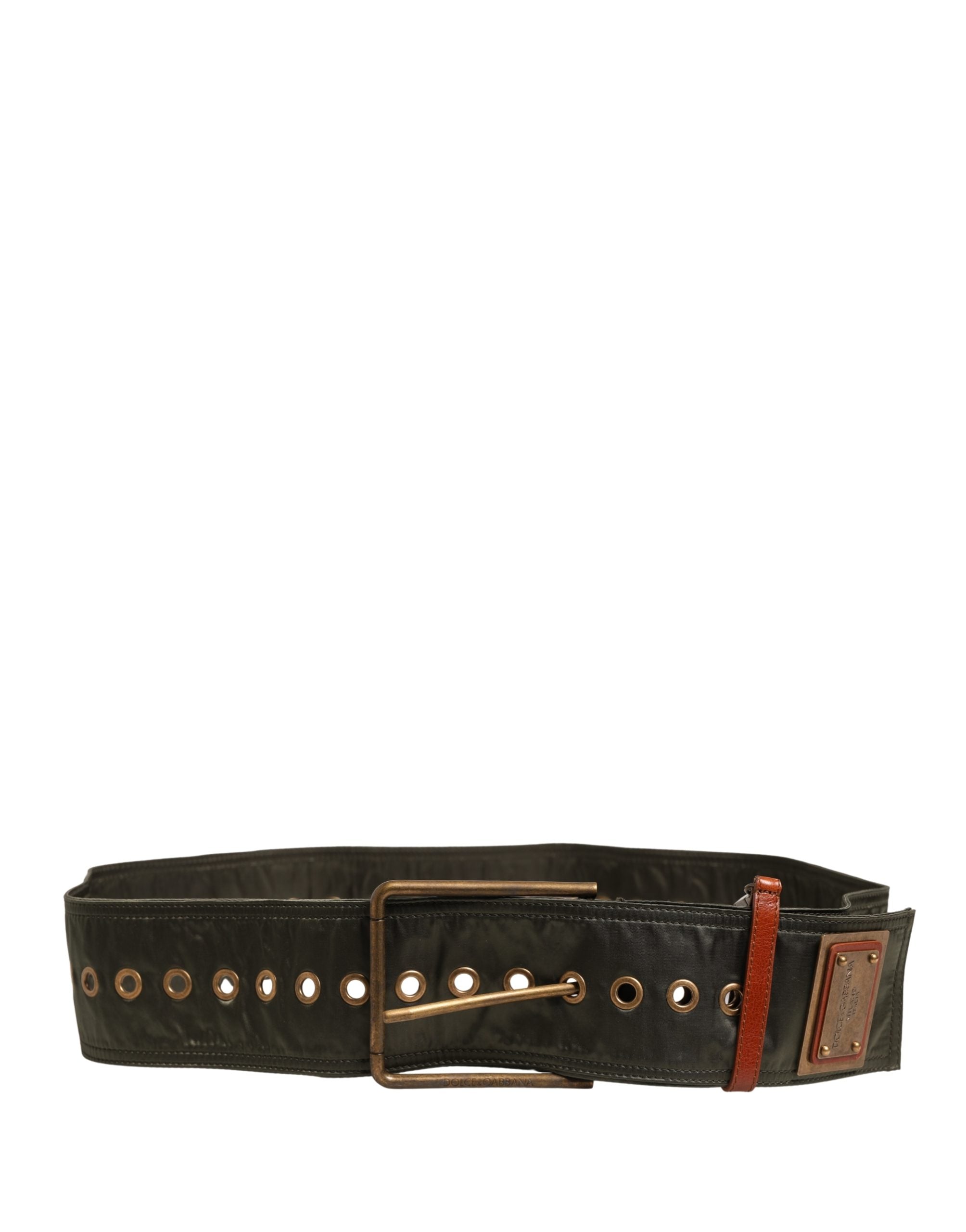 Dolce & Gabbana Men Black Wide Leather DG Metal Buckle Belt