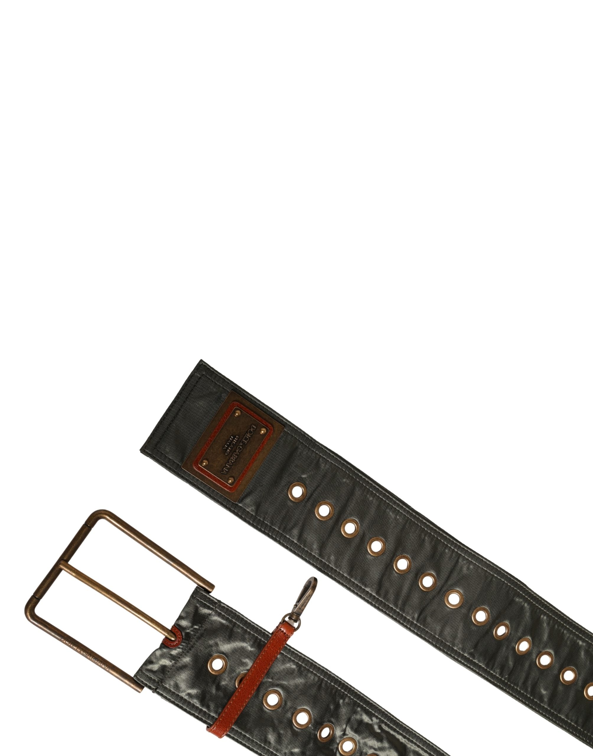 New Dolce & Gabbana Men Black Wide Leather DG Metal Buckle Belt