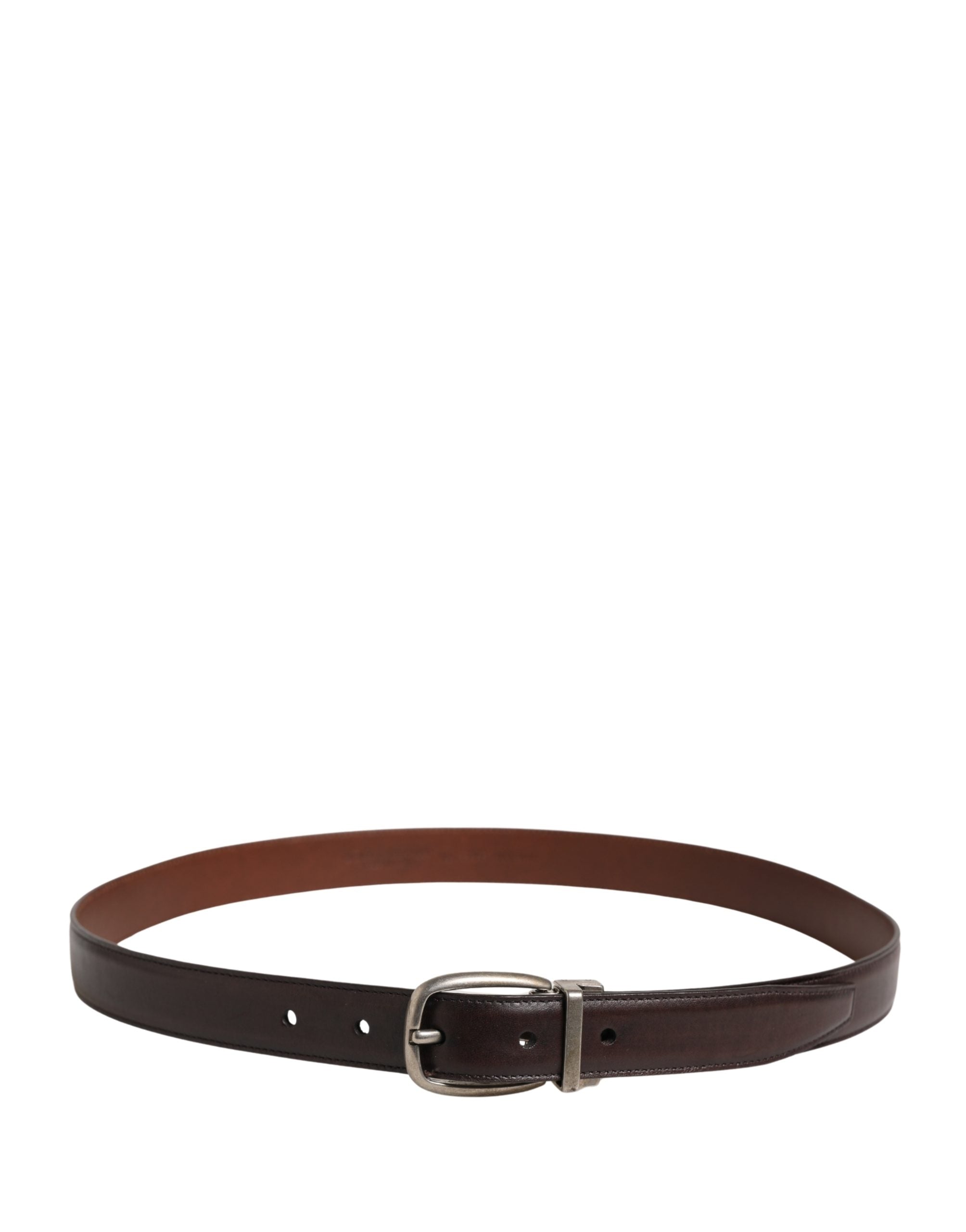 Pre-Owned Dolce & Gabbana Men Brown Classic Leather Metal Buckle Belt