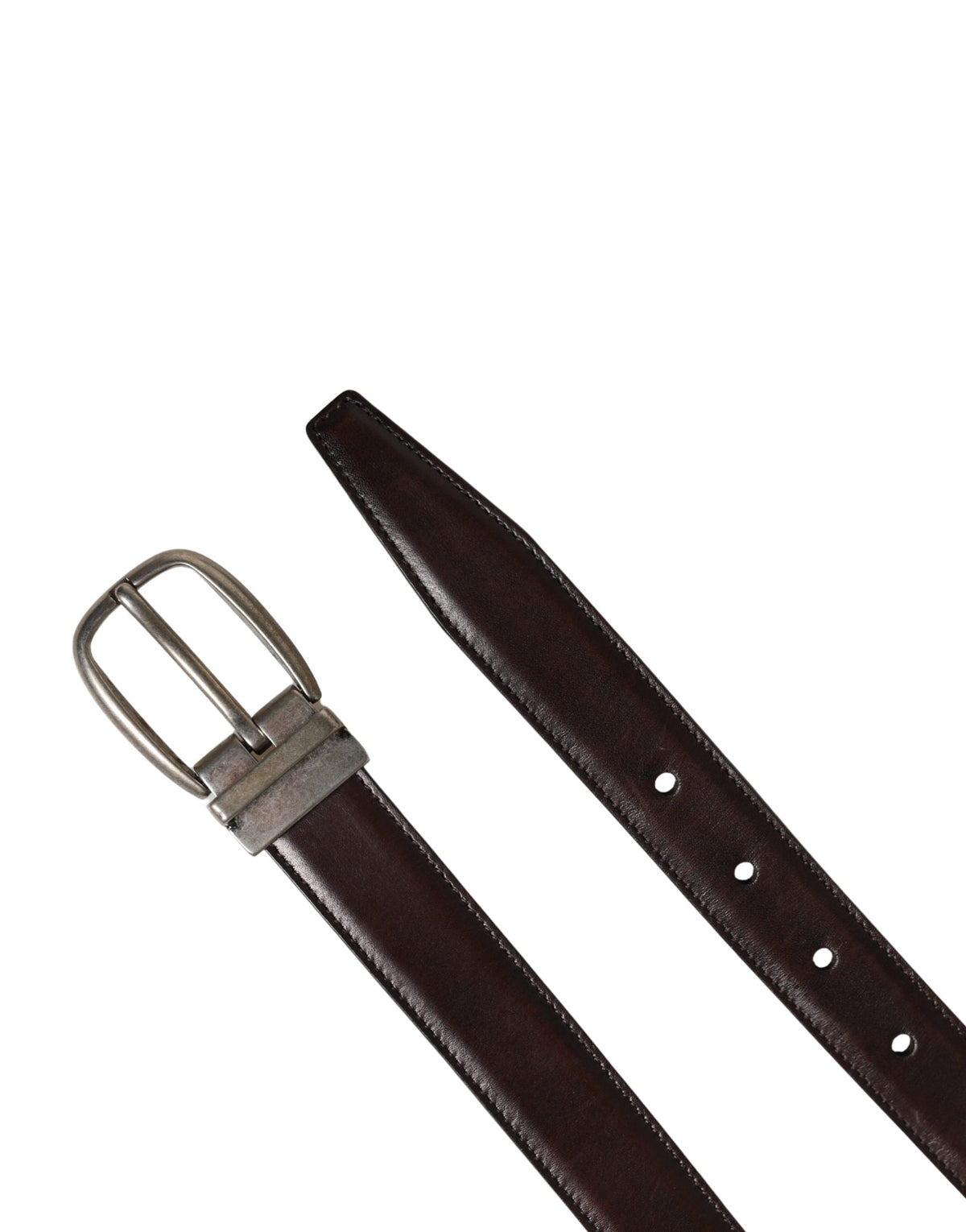 Pre-Owned Dolce & Gabbana Men Brown Classic Leather Metal Buckle Belt - Very Good