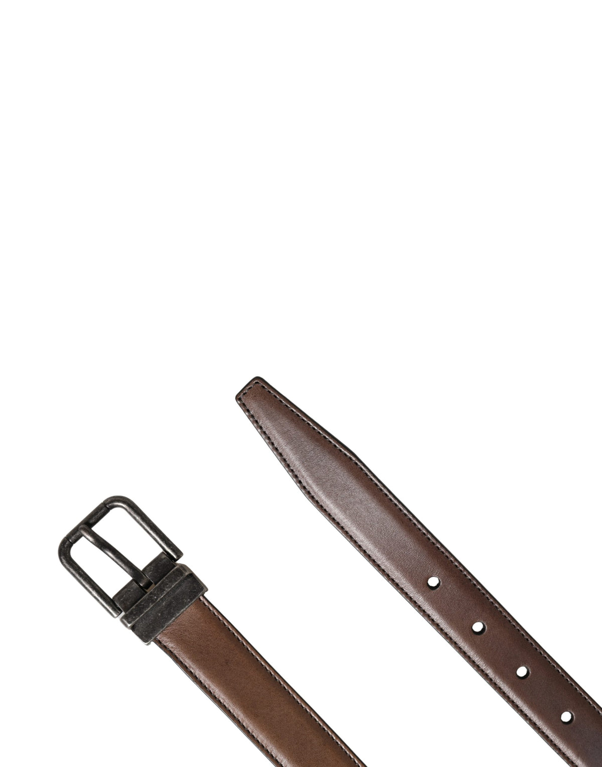 New Dolce & Gabbana Men Brown Classic Leather Metal Buckle Belt