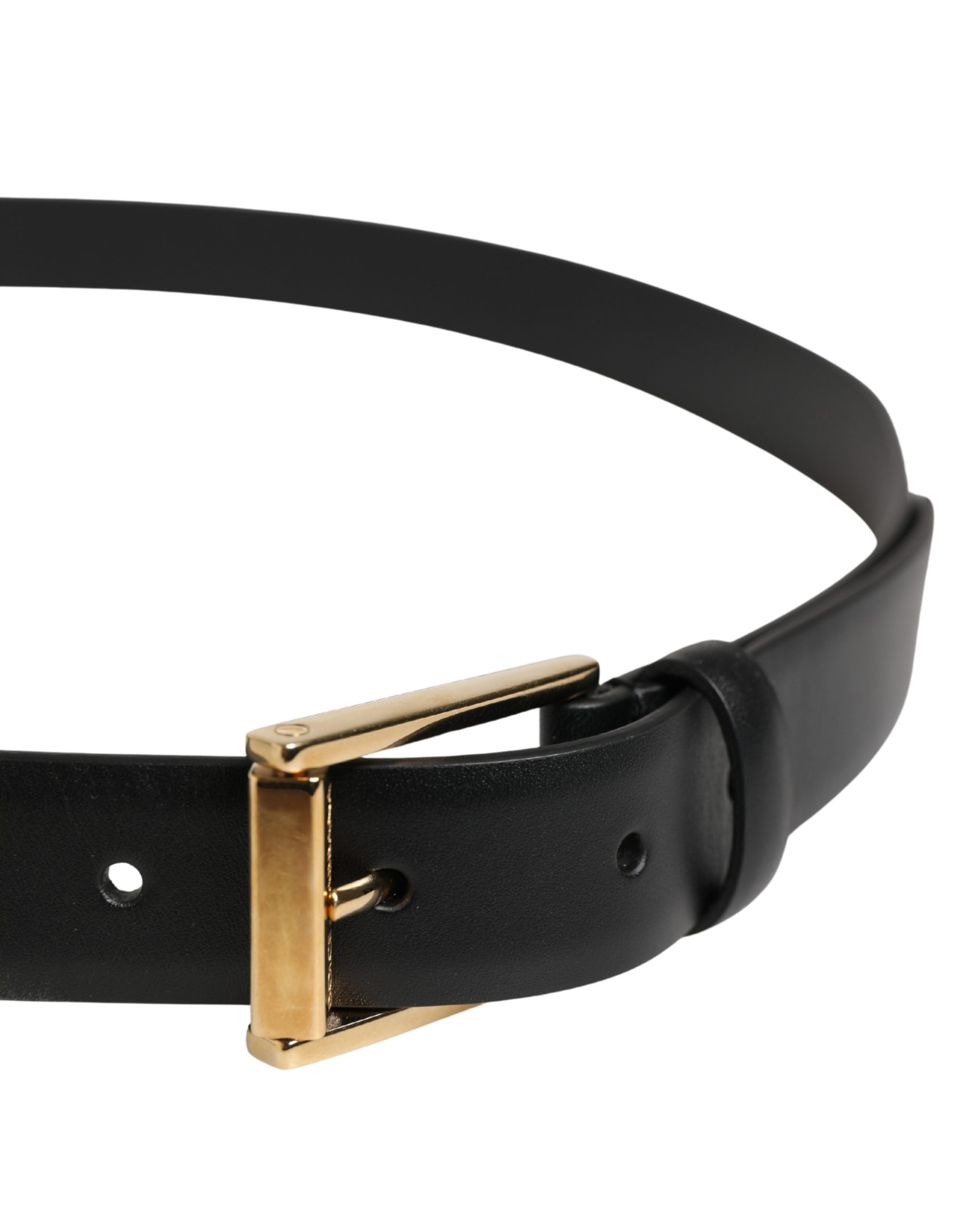 Pre-Owned Dolce & Gabbana Men Black Classic Leather Metal Buckle Belt