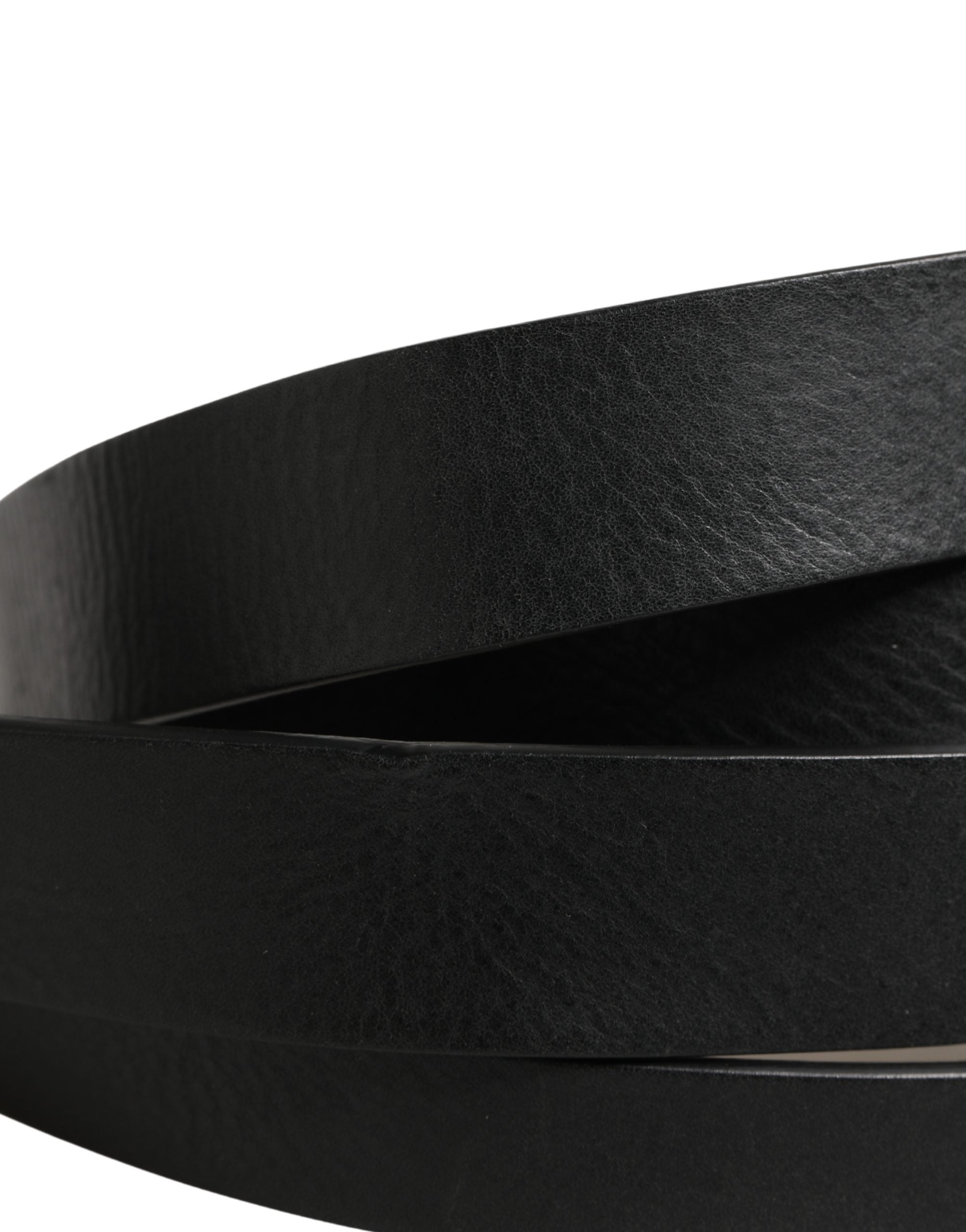 Pre-Owned Dolce & Gabbana Black Double Strap Leather Silver Buckle Belt