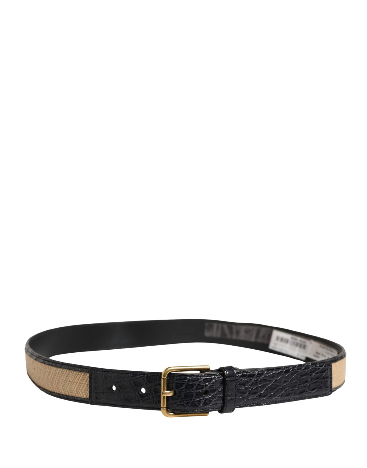 New Dolce & Gabbana Men Beige Braided Leather Metal Buckle Belt