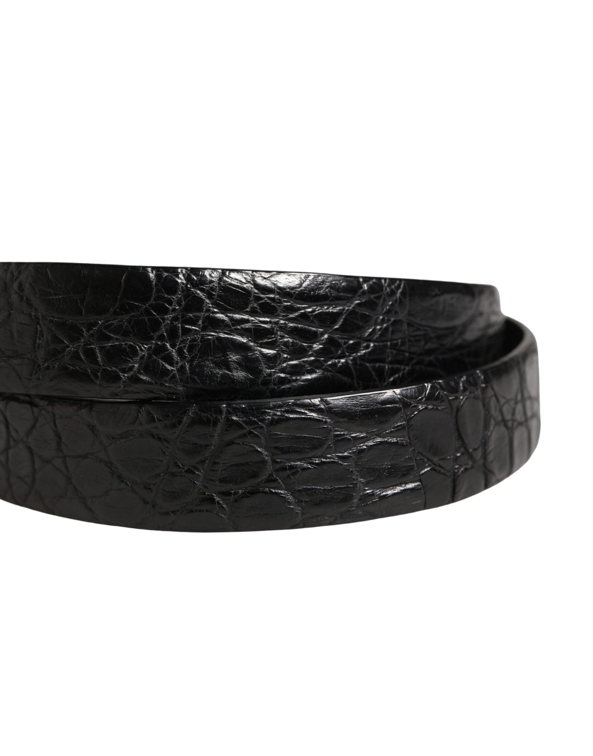 Pre-Owned Dolce & Gabbana Men Black Exotic Leather Metal Buckle Belt - Very Good