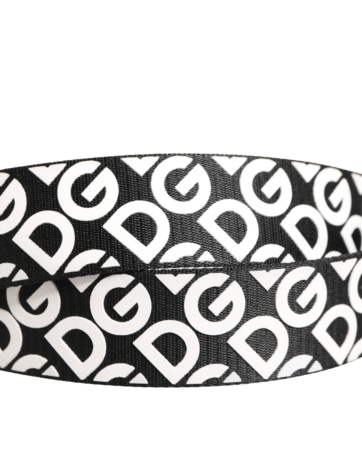 New Dolce & Gabbana White Black Logo Leather Metal Buckle Belt