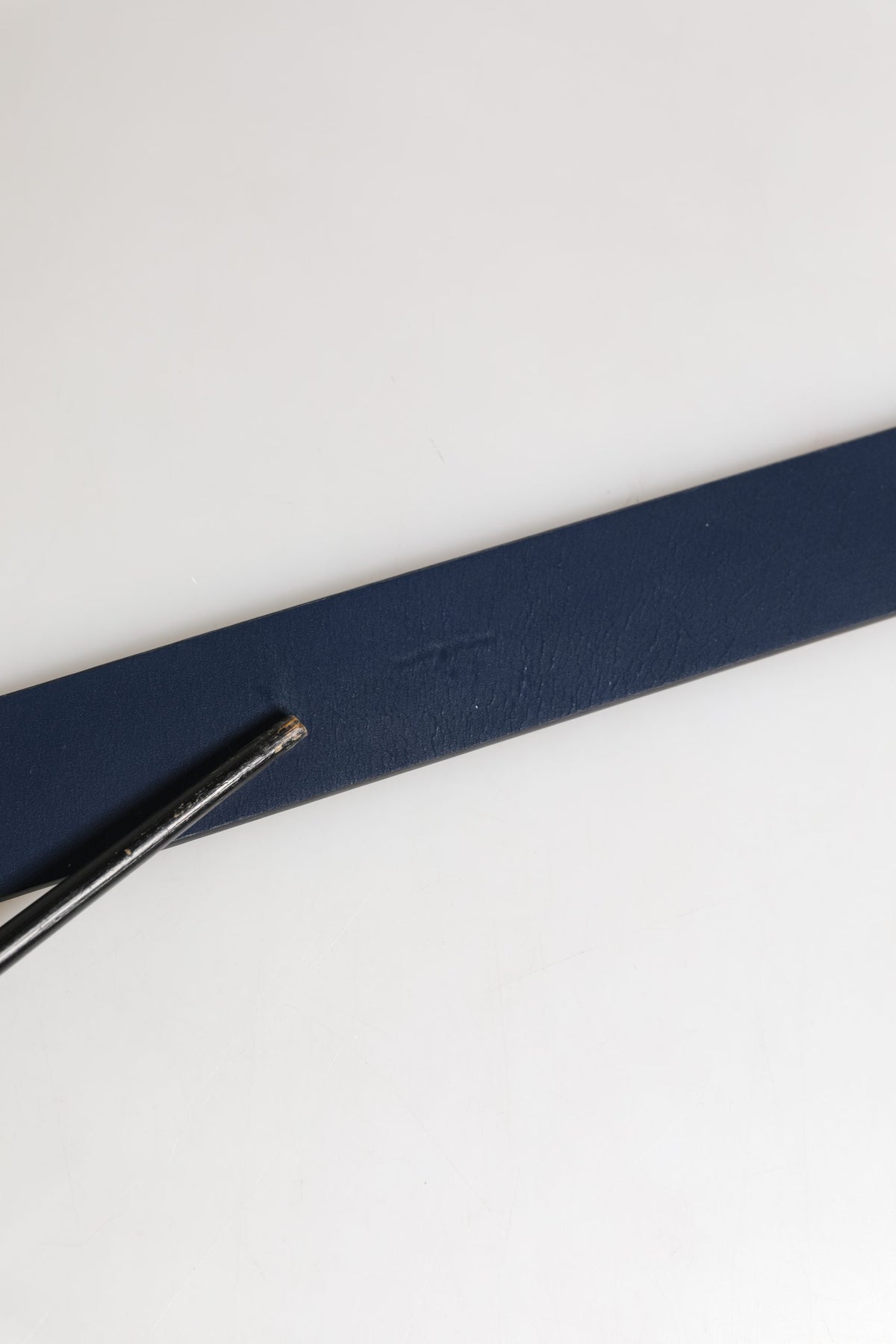 Pre-Owned Dolce & Gabbana Men Blue Logo Metal Buckle Belt - Very Good