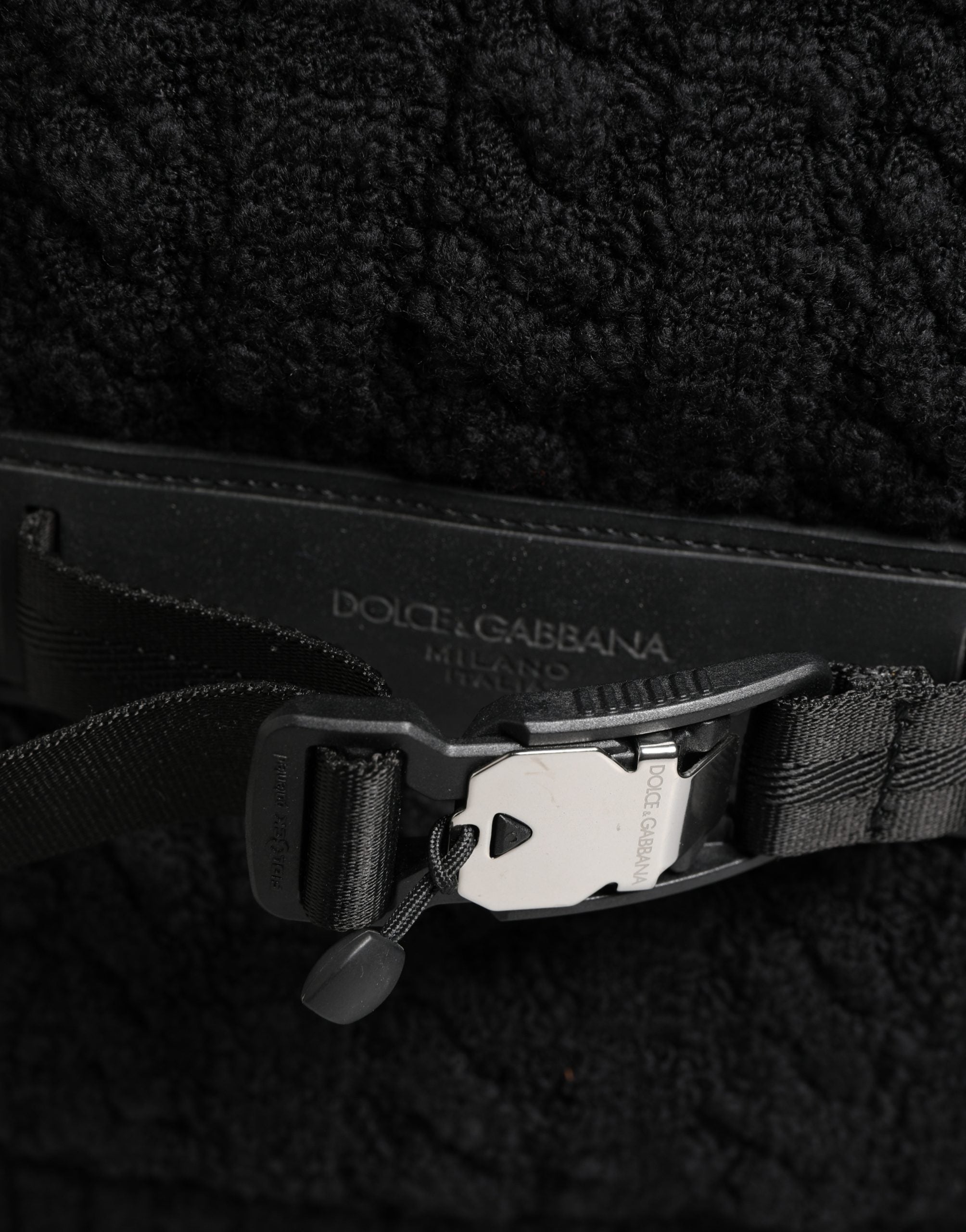 New Dolce & Gabbana Black Tricot Wool Blend Duffel Backpack Travel Borse Bag
