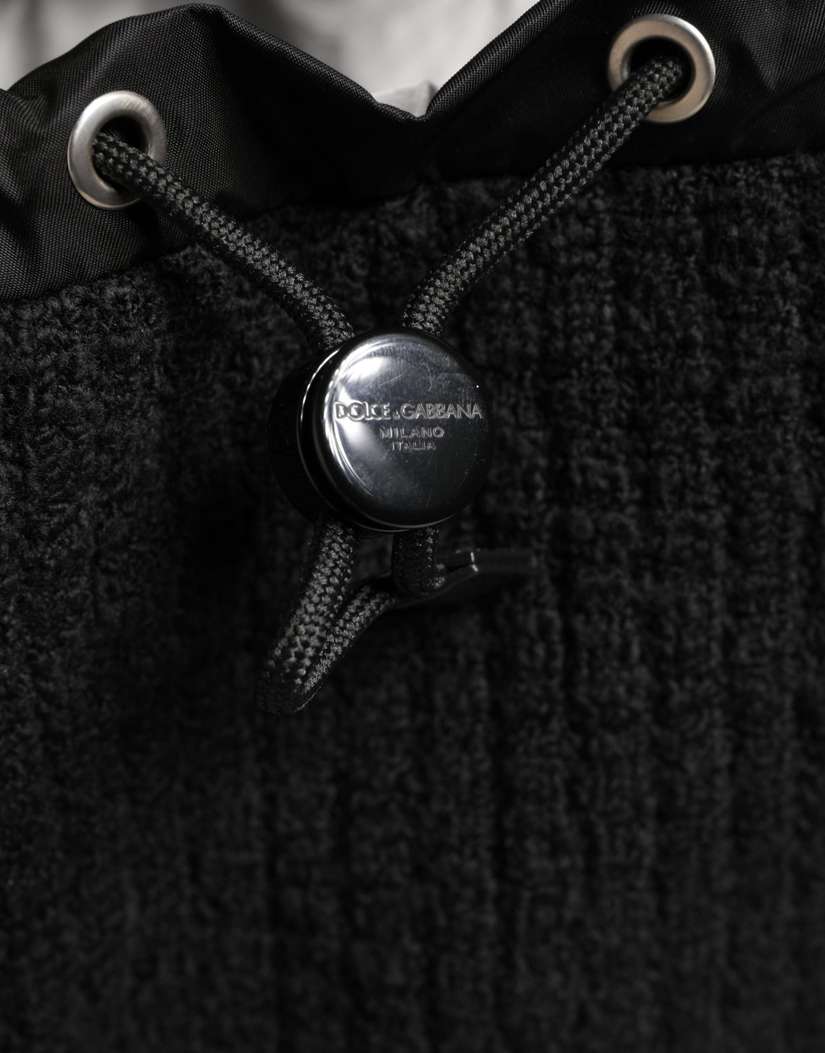 New Dolce & Gabbana Black Tricot Wool Blend Duffel Backpack Travel Borse Bag