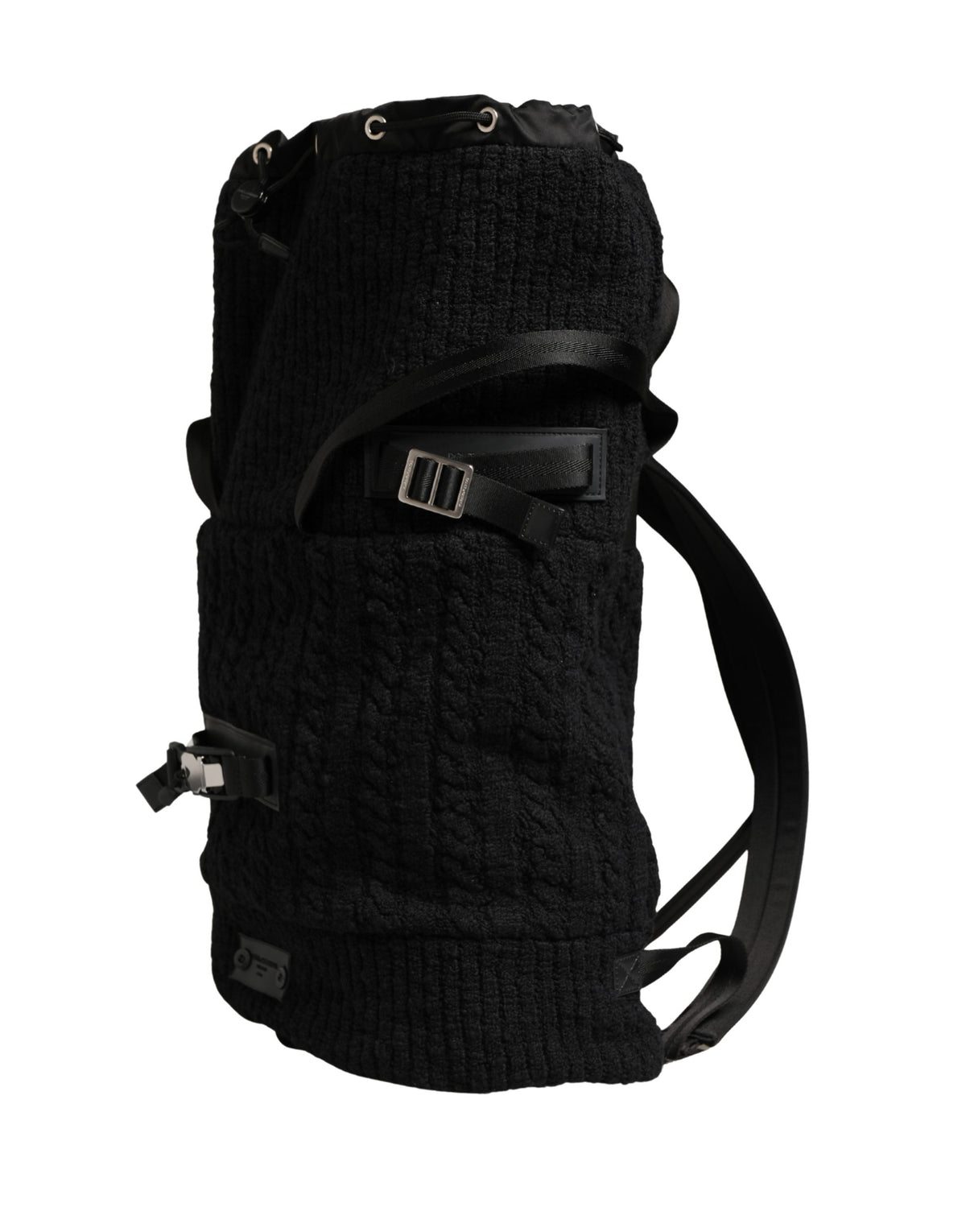 New Dolce & Gabbana Black Tricot Wool Blend Duffel Backpack Travel Borse Bag