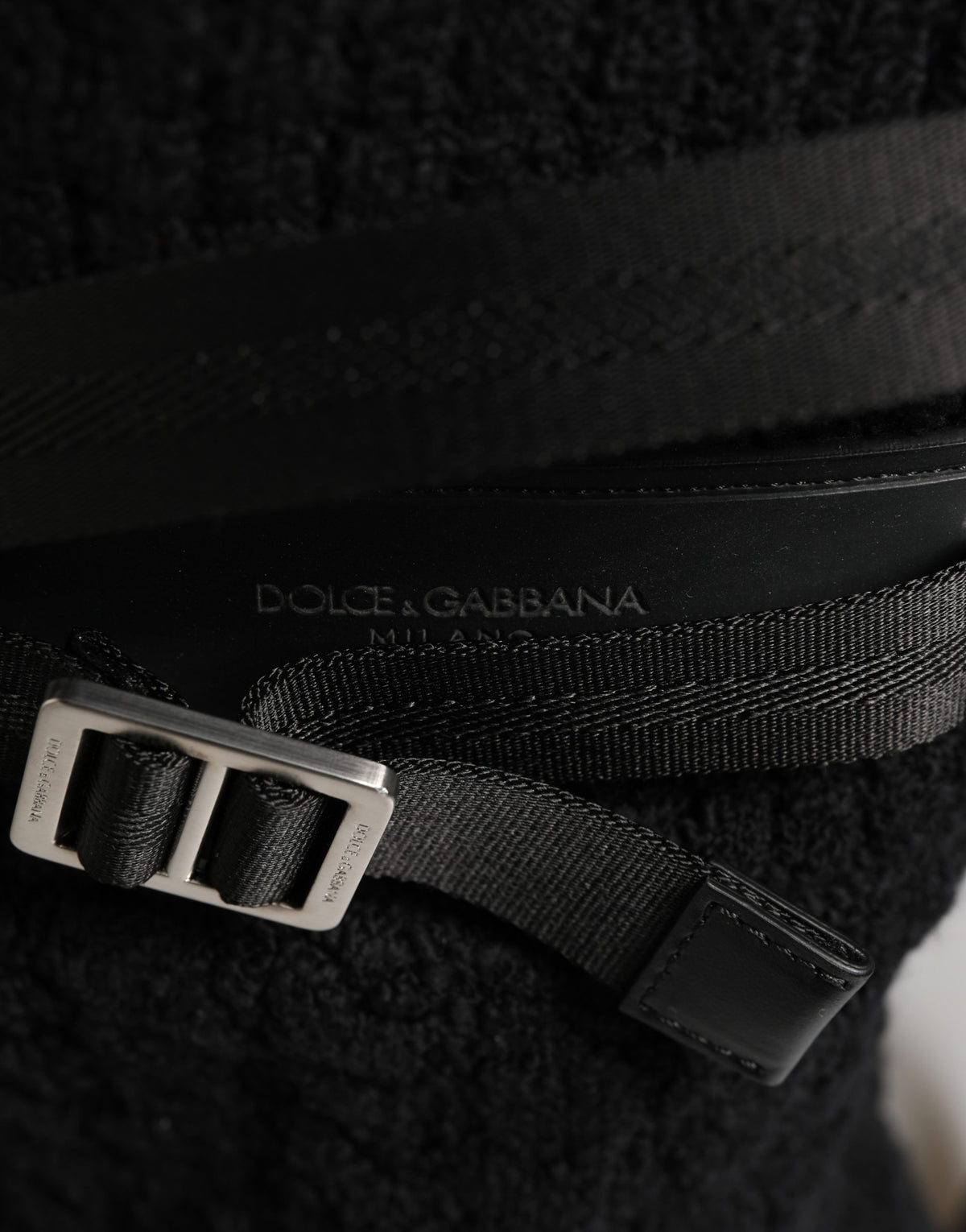 New Dolce & Gabbana Black Tricot Wool Blend Duffel Backpack Travel Borse Bag