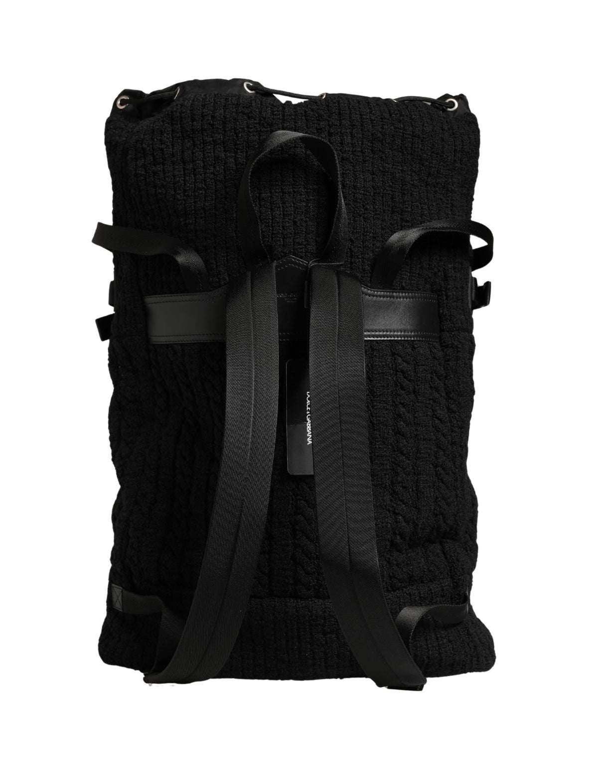 New Dolce & Gabbana Black Tricot Wool Blend Duffel Backpack Travel Borse Bag