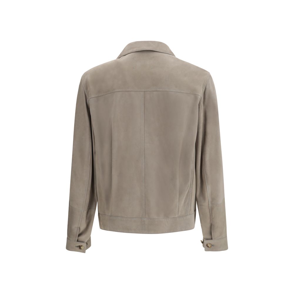 Brunello Cucinelli Bicolor Calf Leather Bos Taurus Leather Jacket