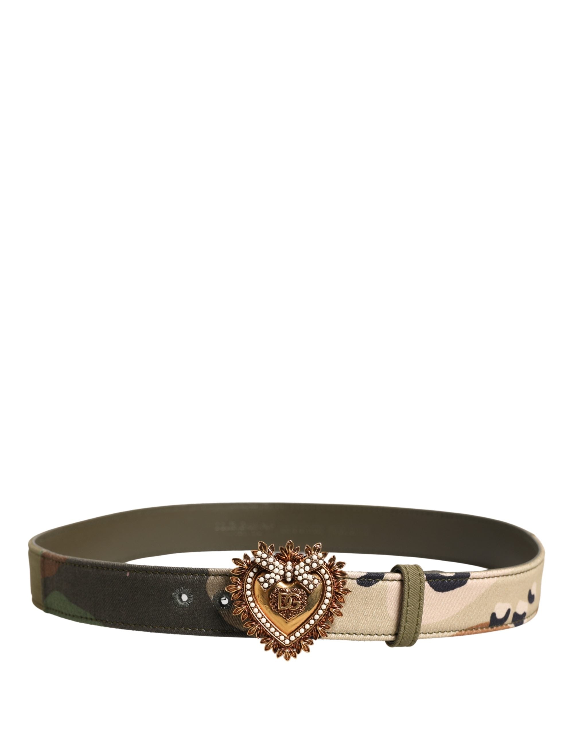 Dolce & Gabbana Green Camouflage Devotion Metal Buckle Belt