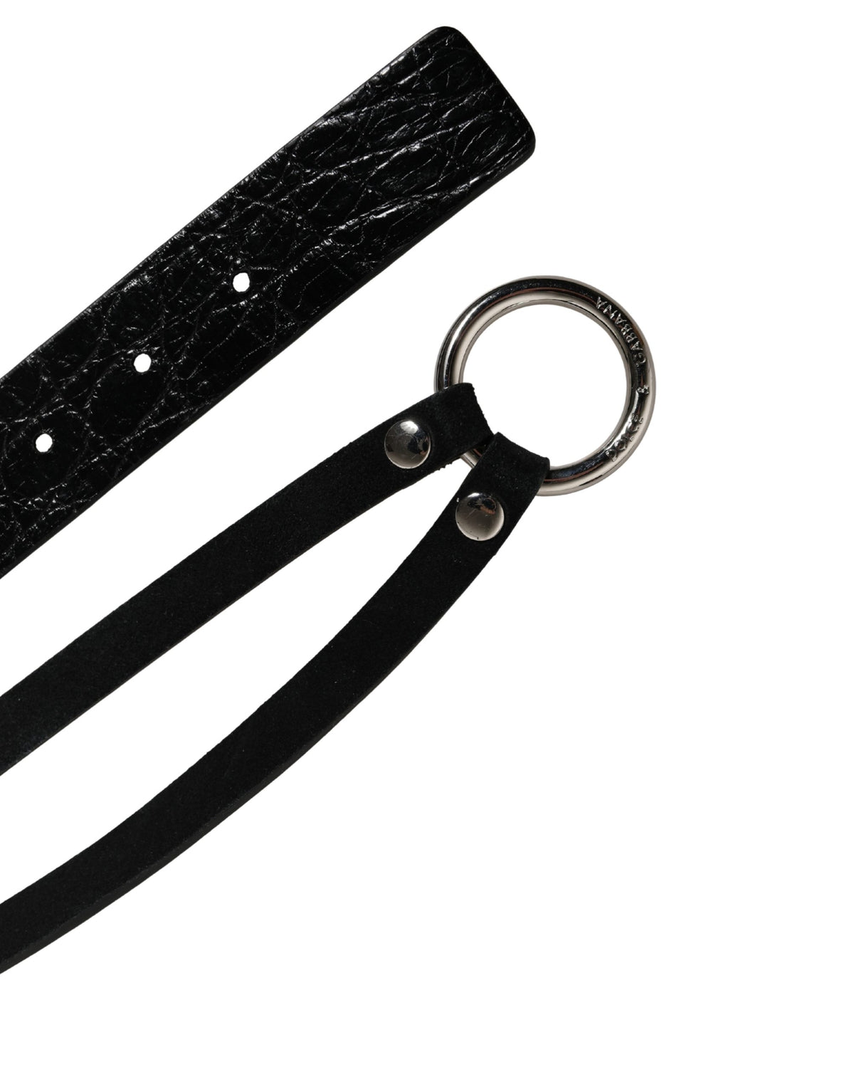 New Dolce & Gabbana Black Exotic Leather Silver Metal Buckle Belt