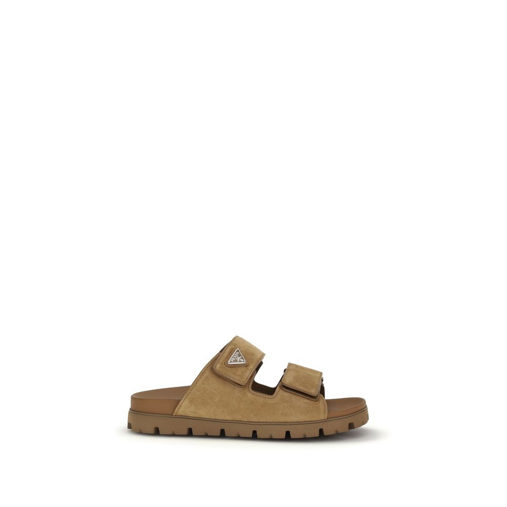 Prada Brown Leather Strap-On Sandals