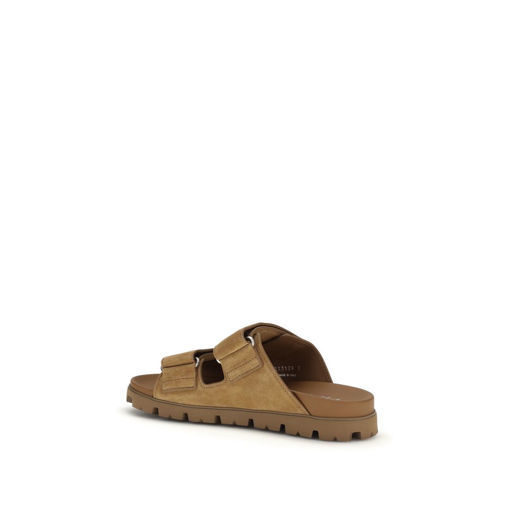 Prada Brown Leather Strap-On Sandals