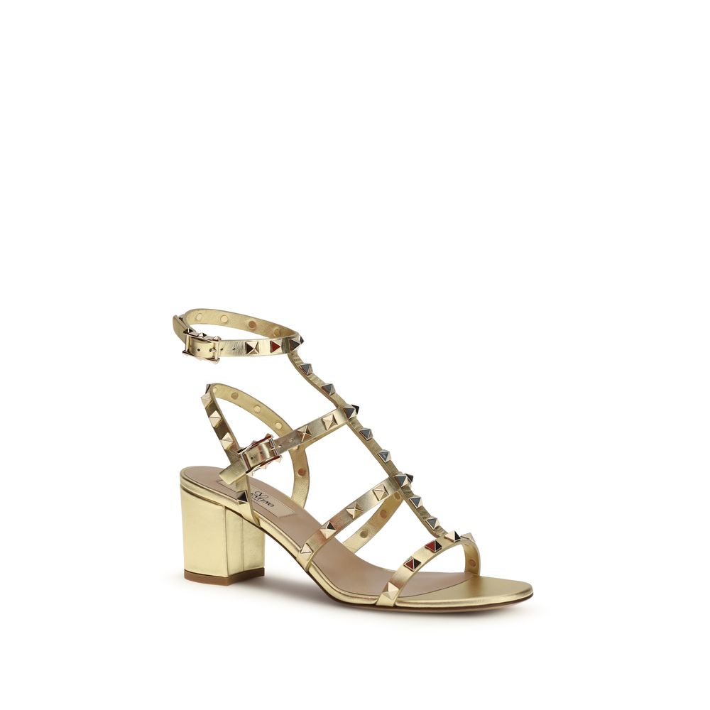 Valentino Garavani Gold Leather Strap-On Sandals