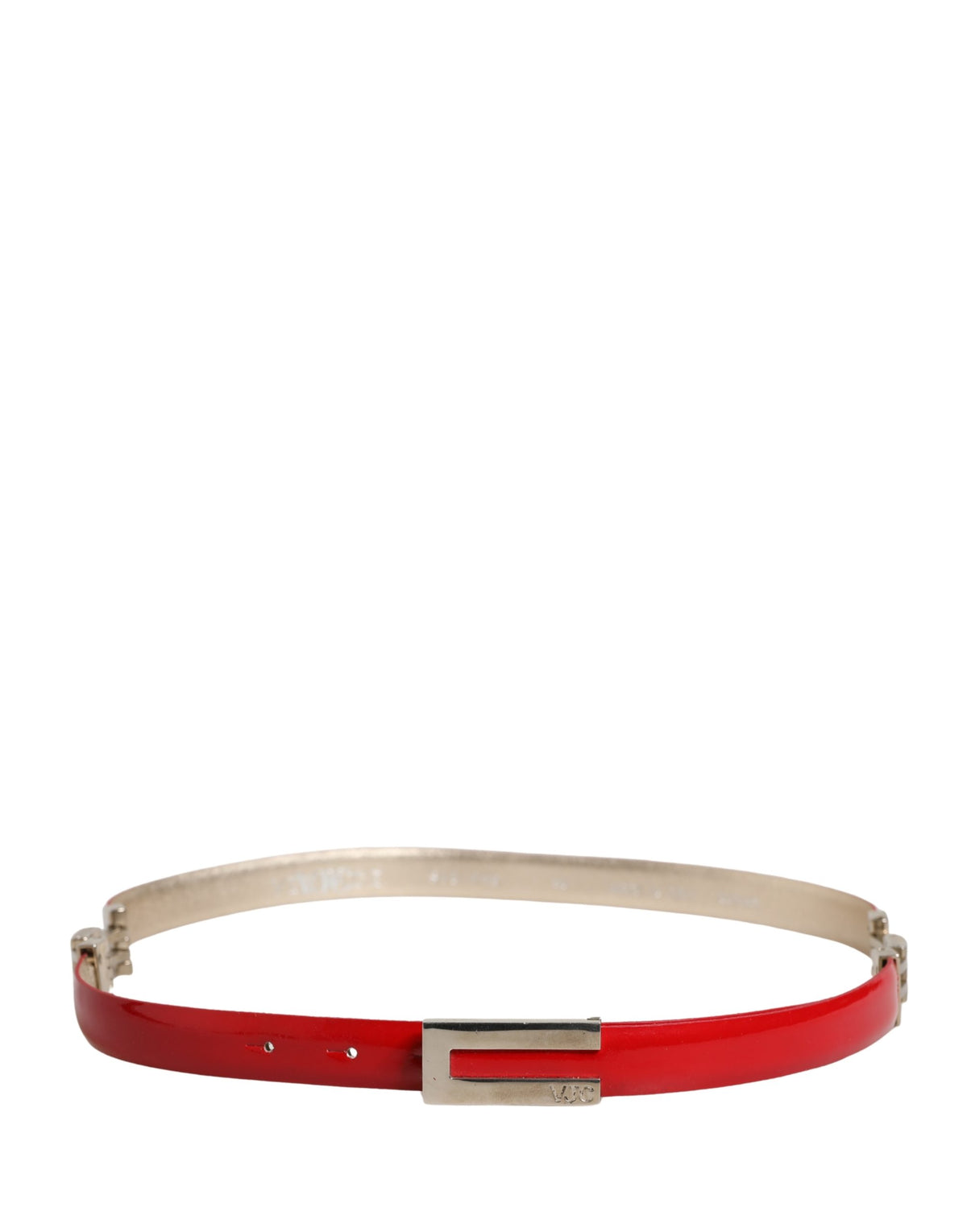 Versace Jeans Couture Red Glossy Leather Metal Buckle Belt