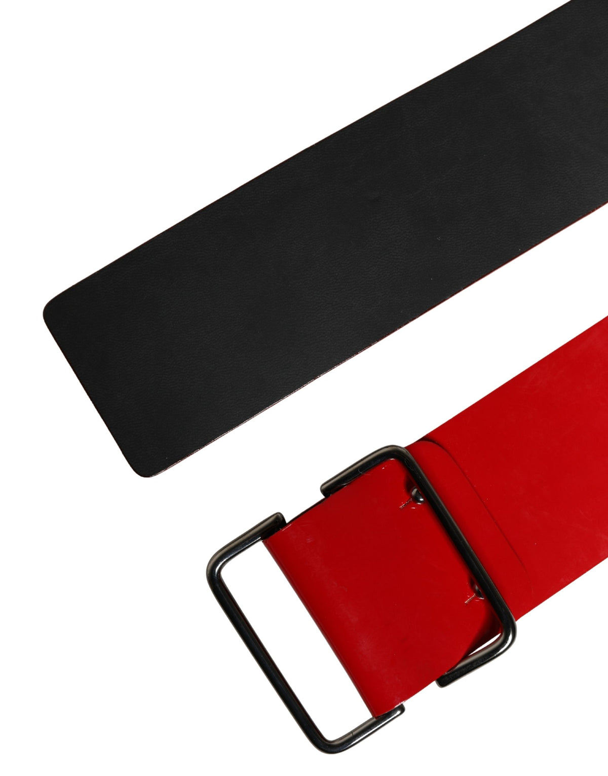 Costume National Red Wide Waist Silver Metal Buckle Belt