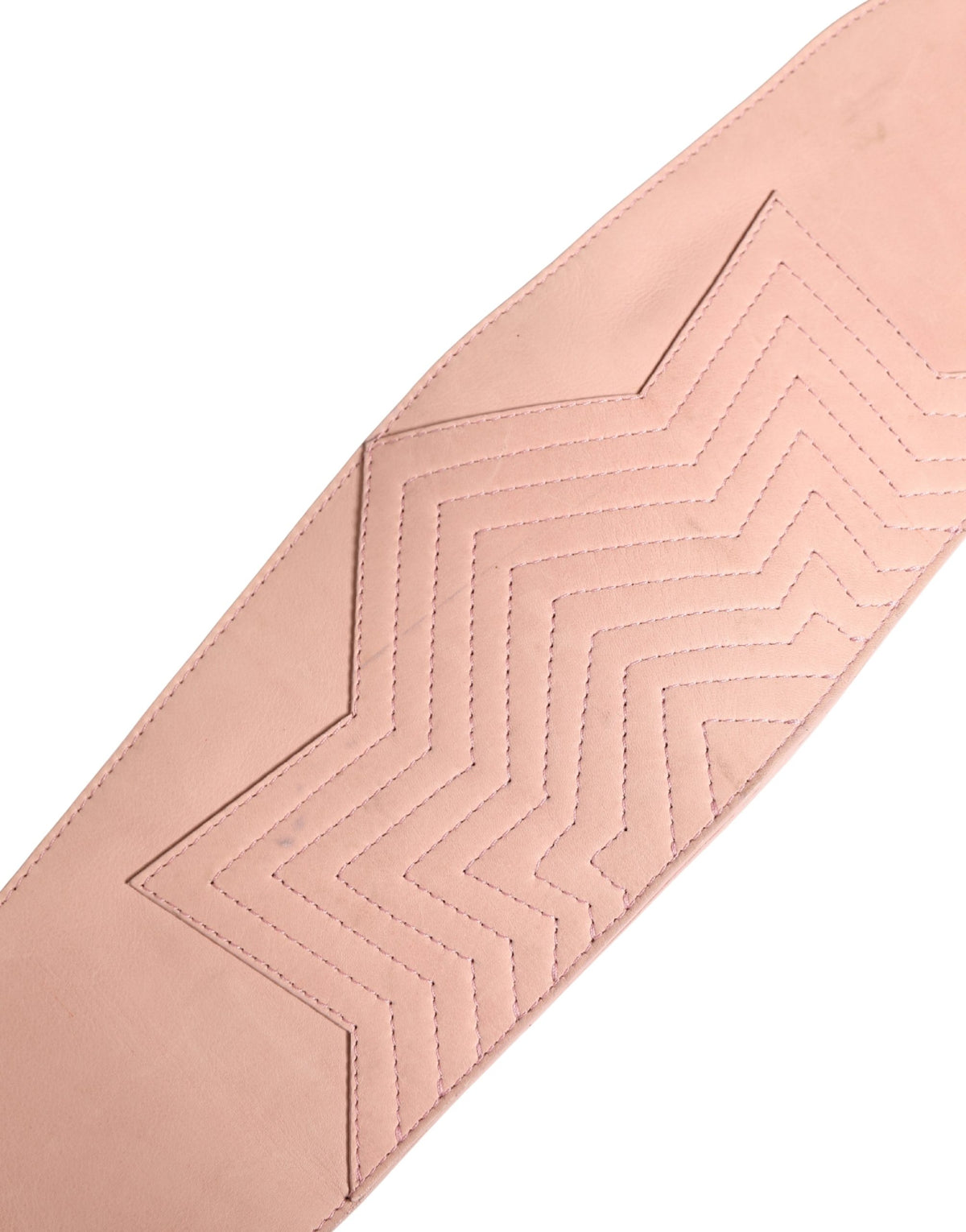 Costume National Light Pink Leather Wide Waist Round Buckle Belt