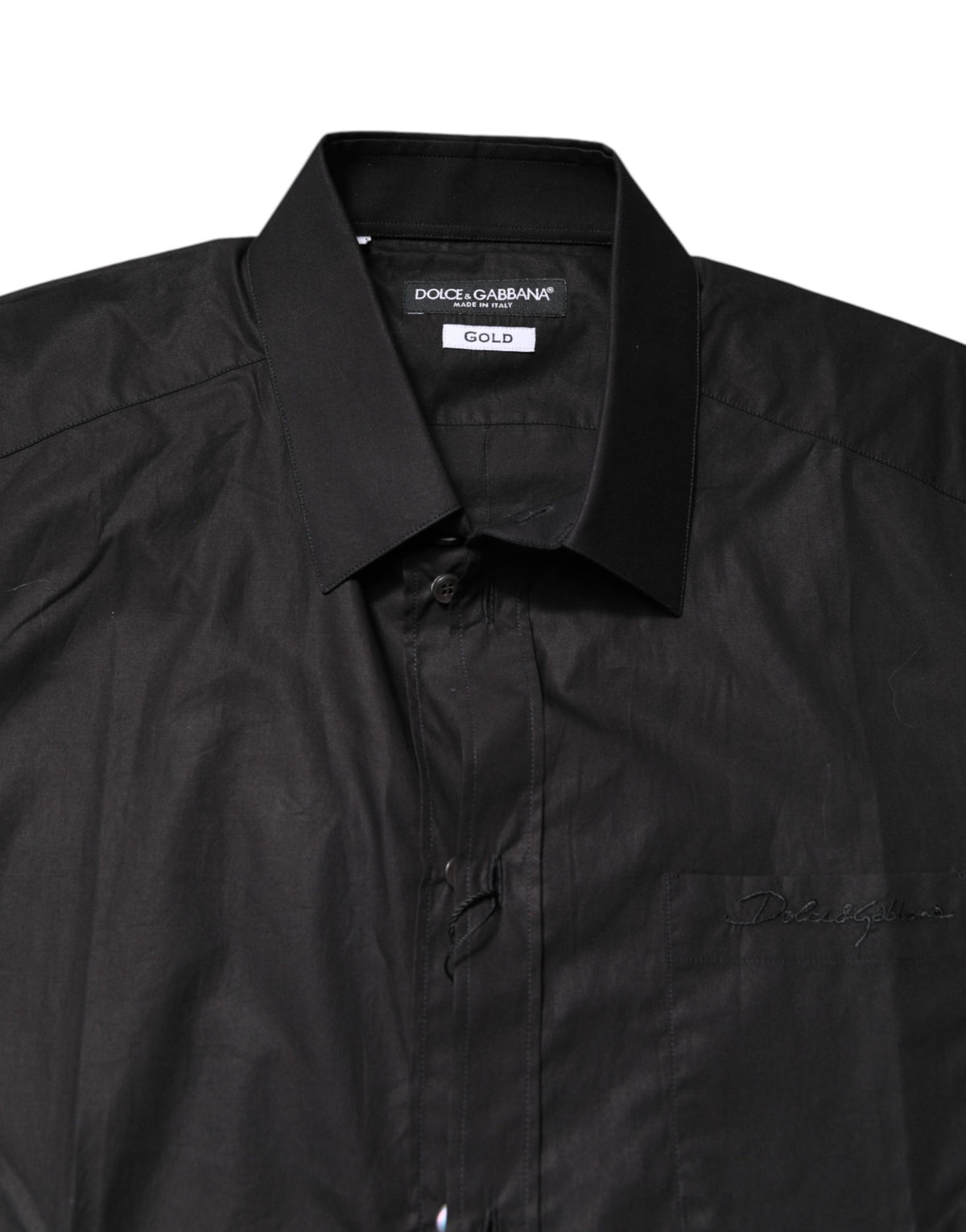 New Dolce & Gabbana Black GOLD Cotton Collared Formal Dress Shirt