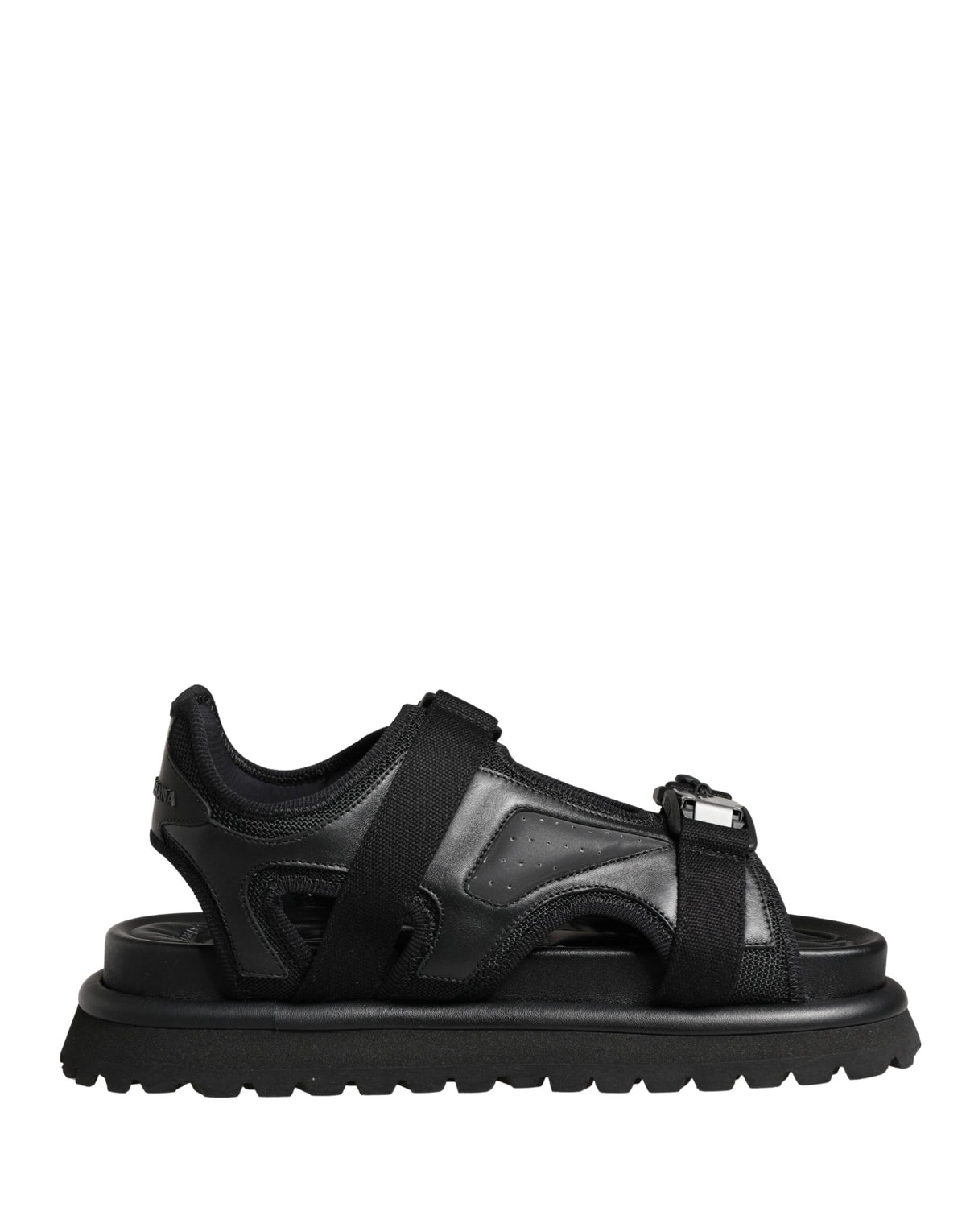 New Dolce & Gabbana Black Logo Detailed Men Chunky Sandals Shoes