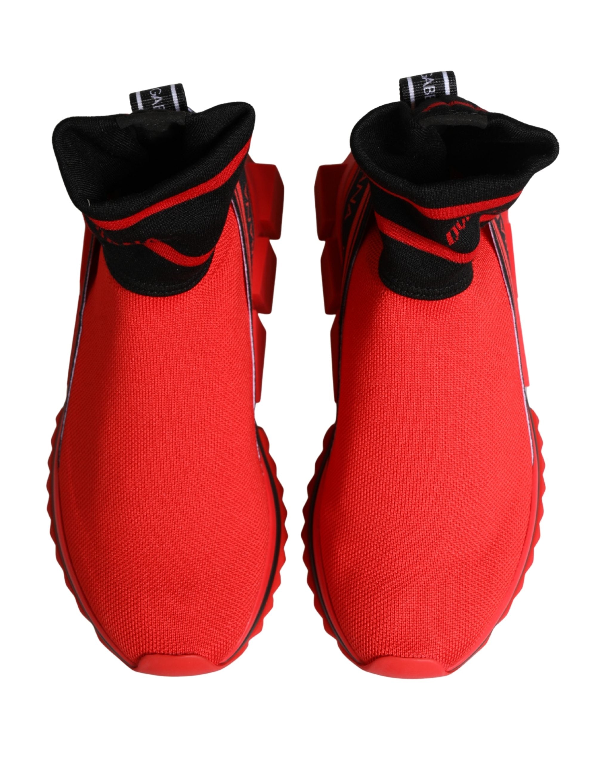 New Dolce & Gabbana Red Black Sorrento Socks Sneakers Shoes