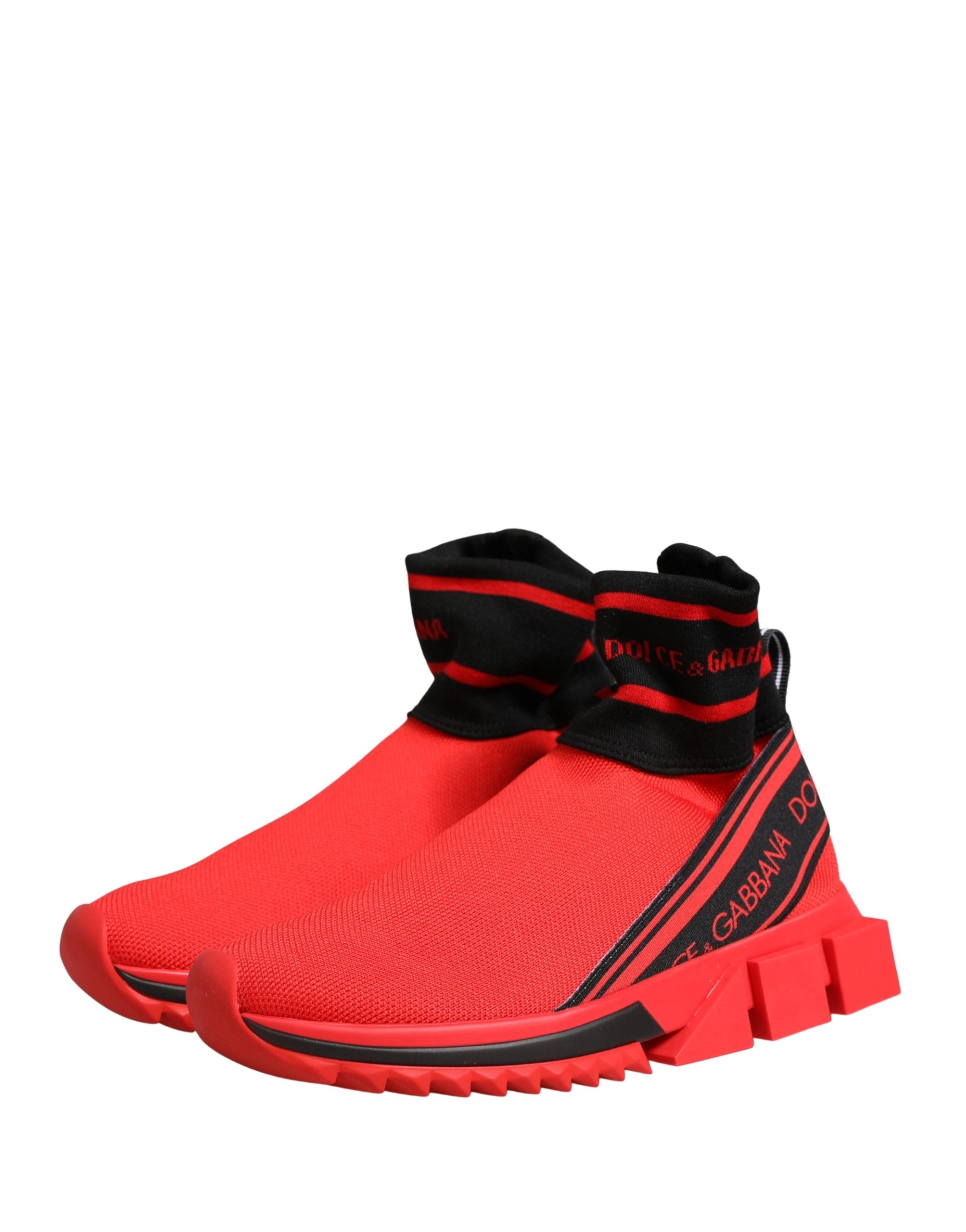 New Dolce & Gabbana Red Black Sorrento Socks Sneakers Shoes