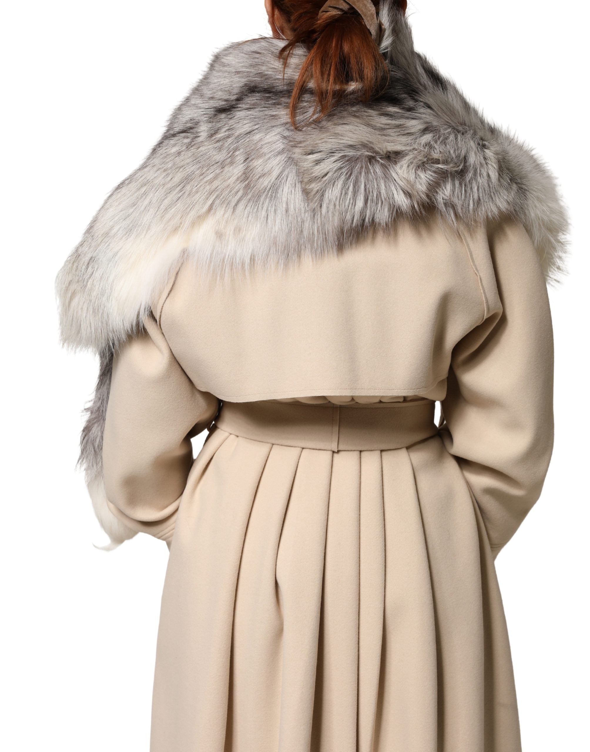 Dolce & Gabbana White Fox Fur Neck Wrap Warmer Winter Scarf
