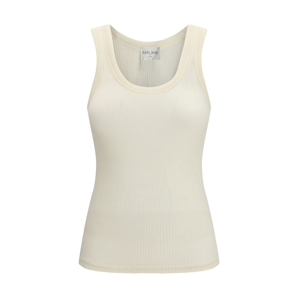 Forte_Forte Beige Wool Sleeveles T-Shirt