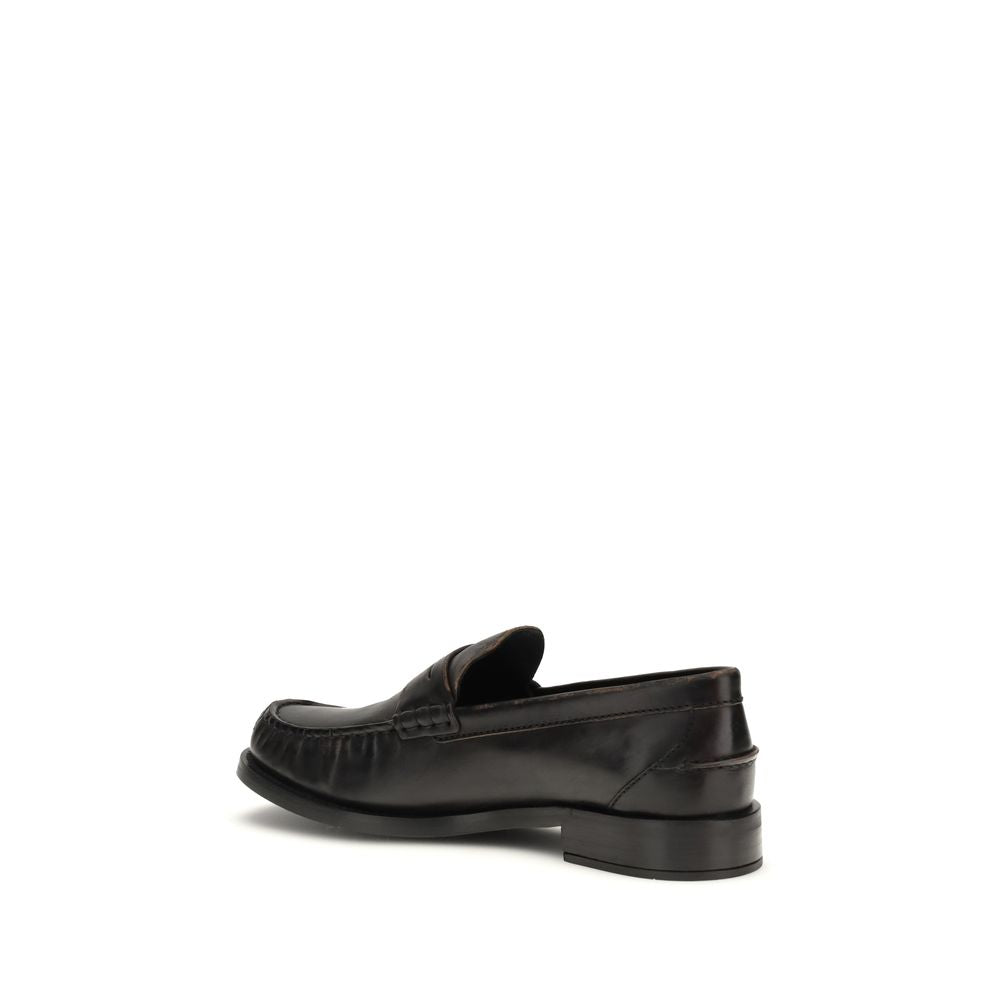Prada Black Leather Slip-On Loafers