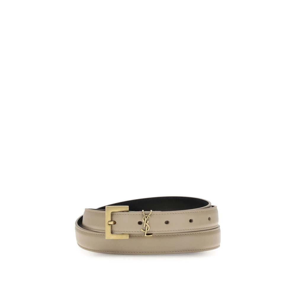 Saint Laurent Beige Leather Thin Belt