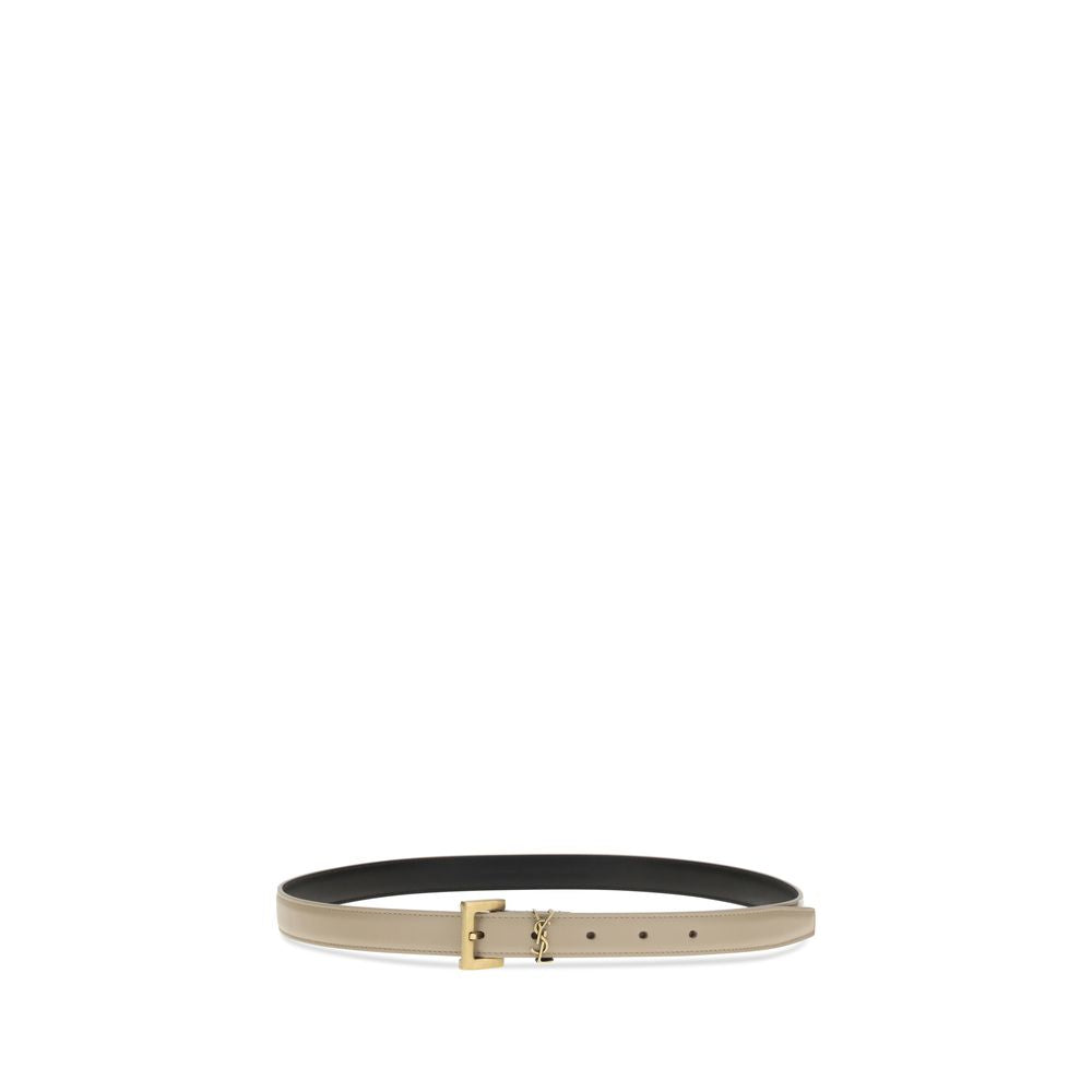 Saint Laurent Beige Leather Thin Belt