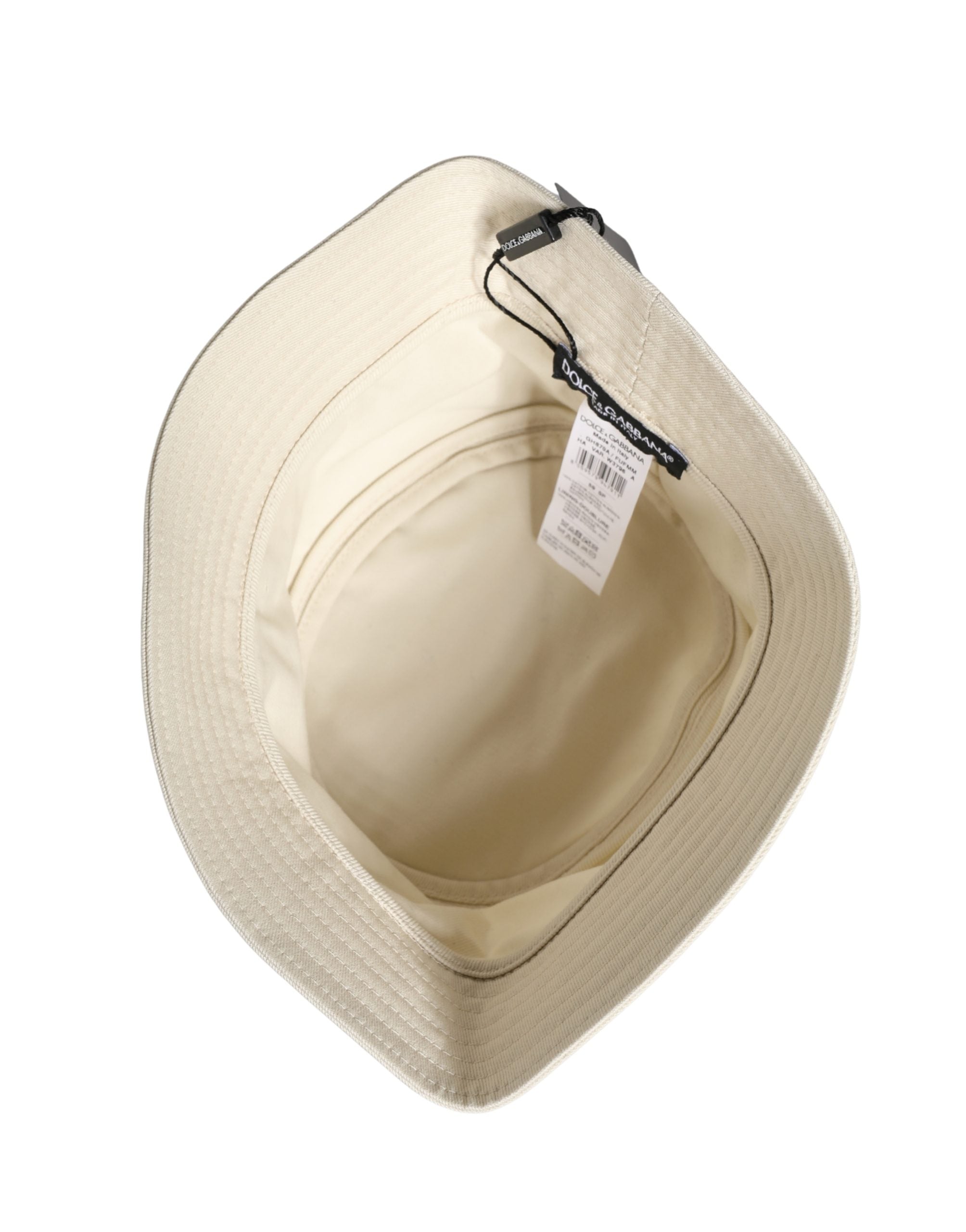 New Dolce & Gabbana Men White Cotton Bucket Fisherman Capello Hat