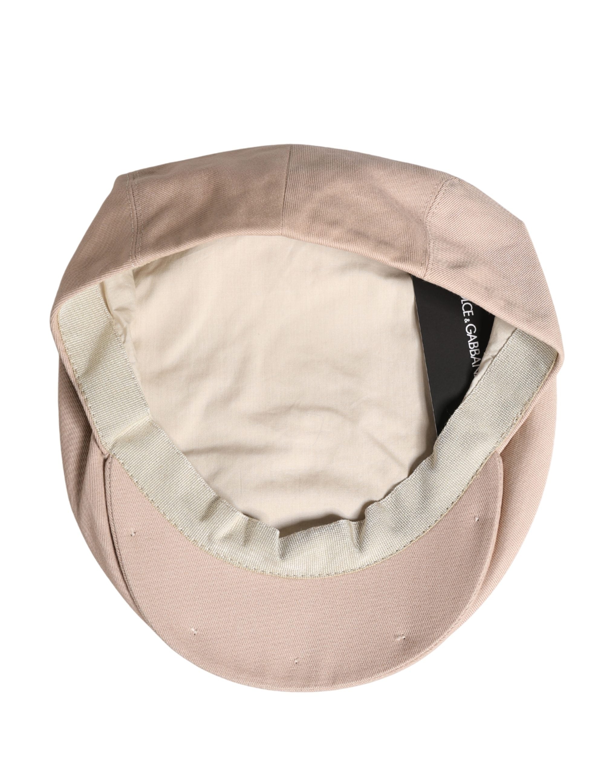 New Dolce & Gabbana Men Beige Cotton Newsboy Cloth Capello Hat