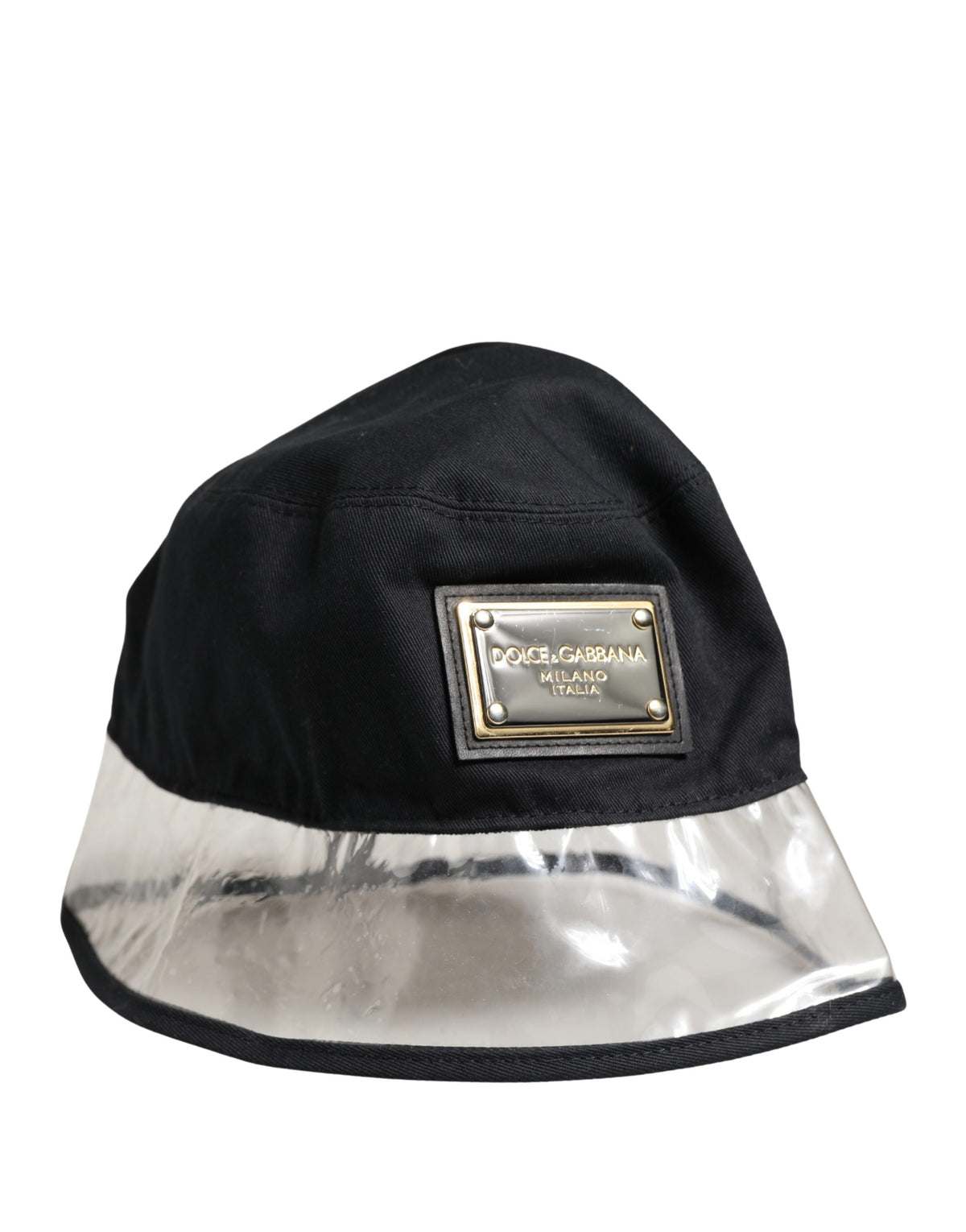 New Dolce & Gabbana Black Cotton Plastic Fisherman Bucket Capello Hat