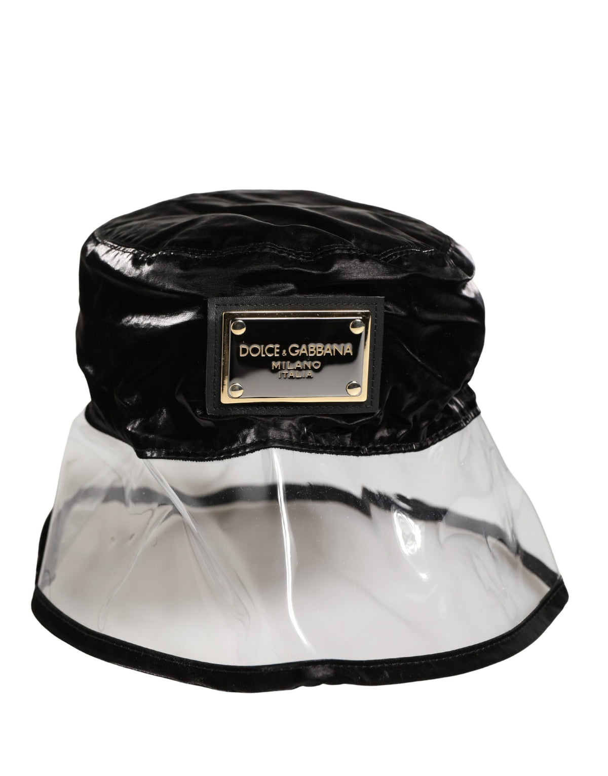 New Dolce & Gabbana Black Nylon Plastic Fisherman Bucket Capello Hat
