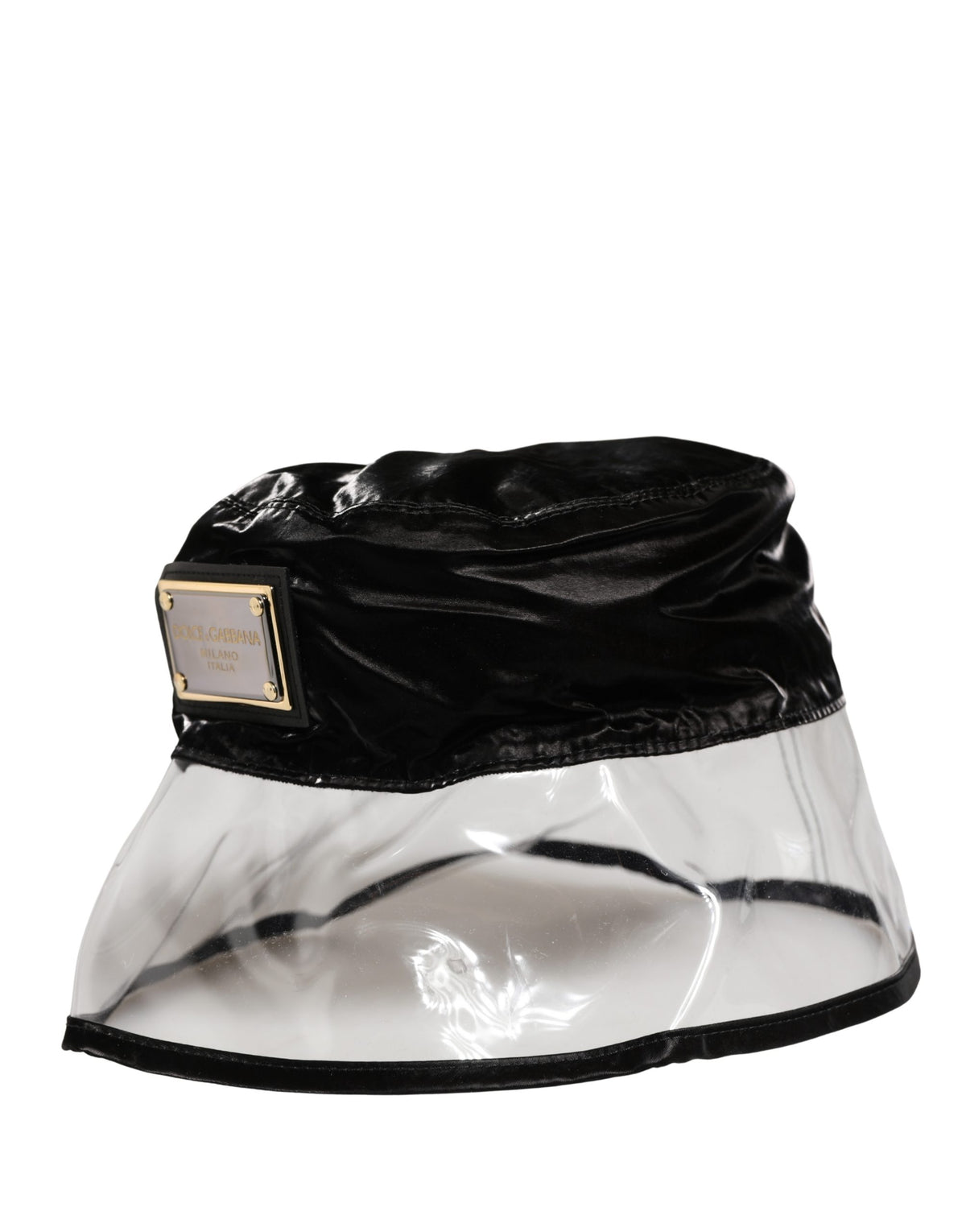 New Dolce & Gabbana Black Nylon Plastic Fisherman Bucket Capello Hat