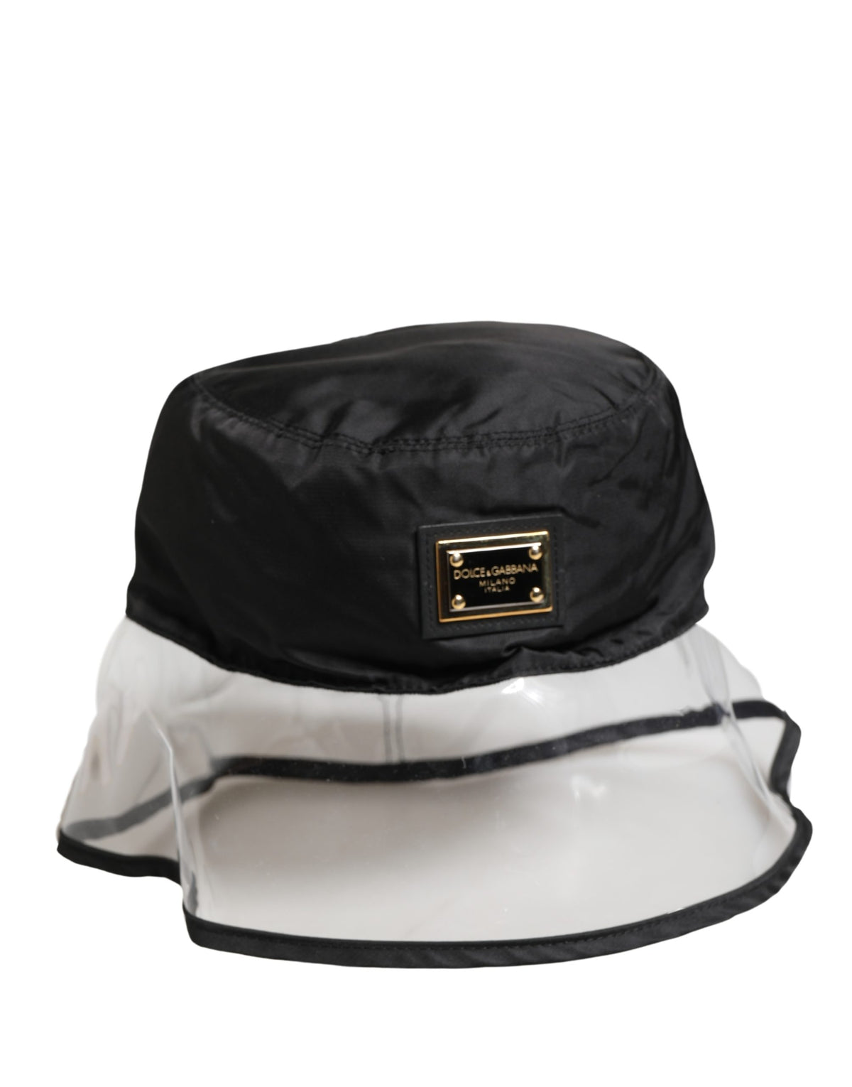 New Dolce & Gabbana Men Black Plastic Fisherman Bucket Capello Hat