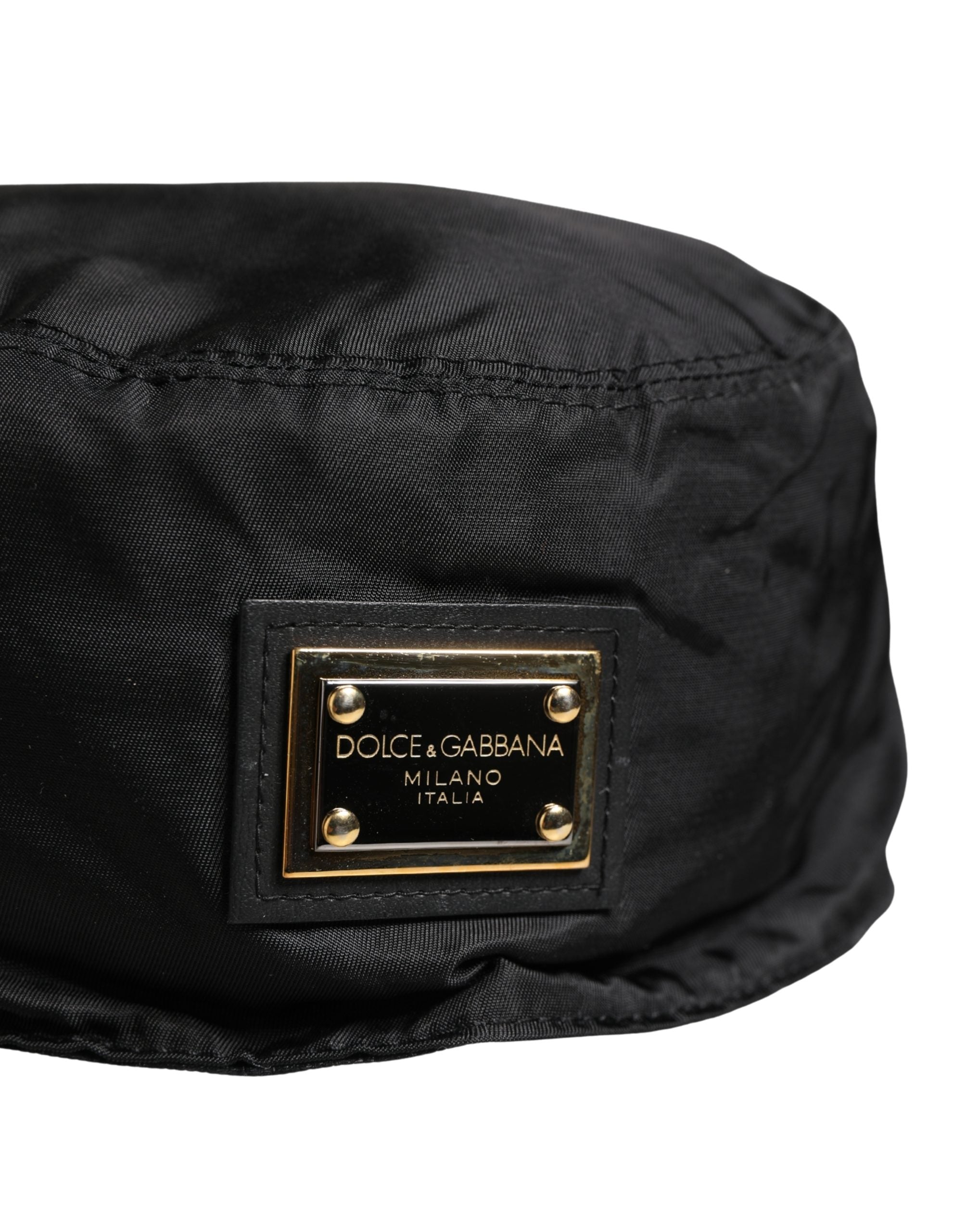 New Dolce & Gabbana Men Black Plastic Fisherman Bucket Capello Hat