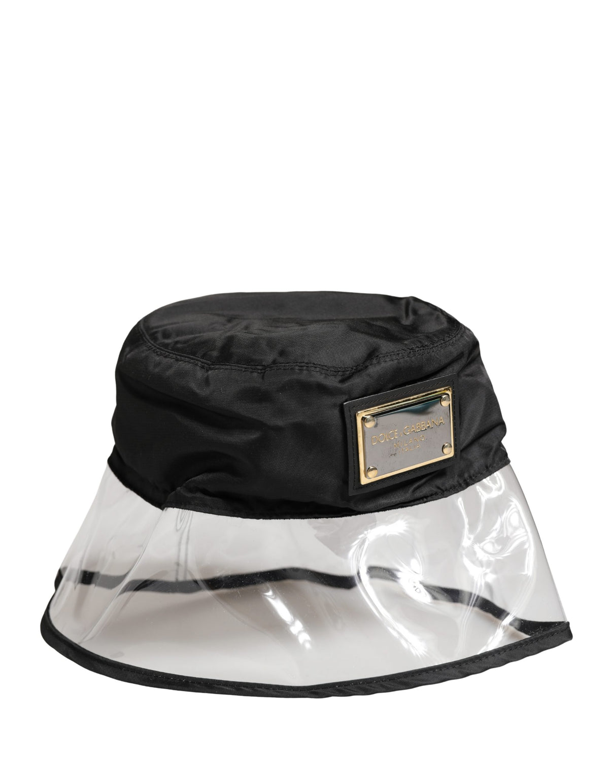 New Dolce & Gabbana Men Black Plastic Fisherman Bucket Capello Hat