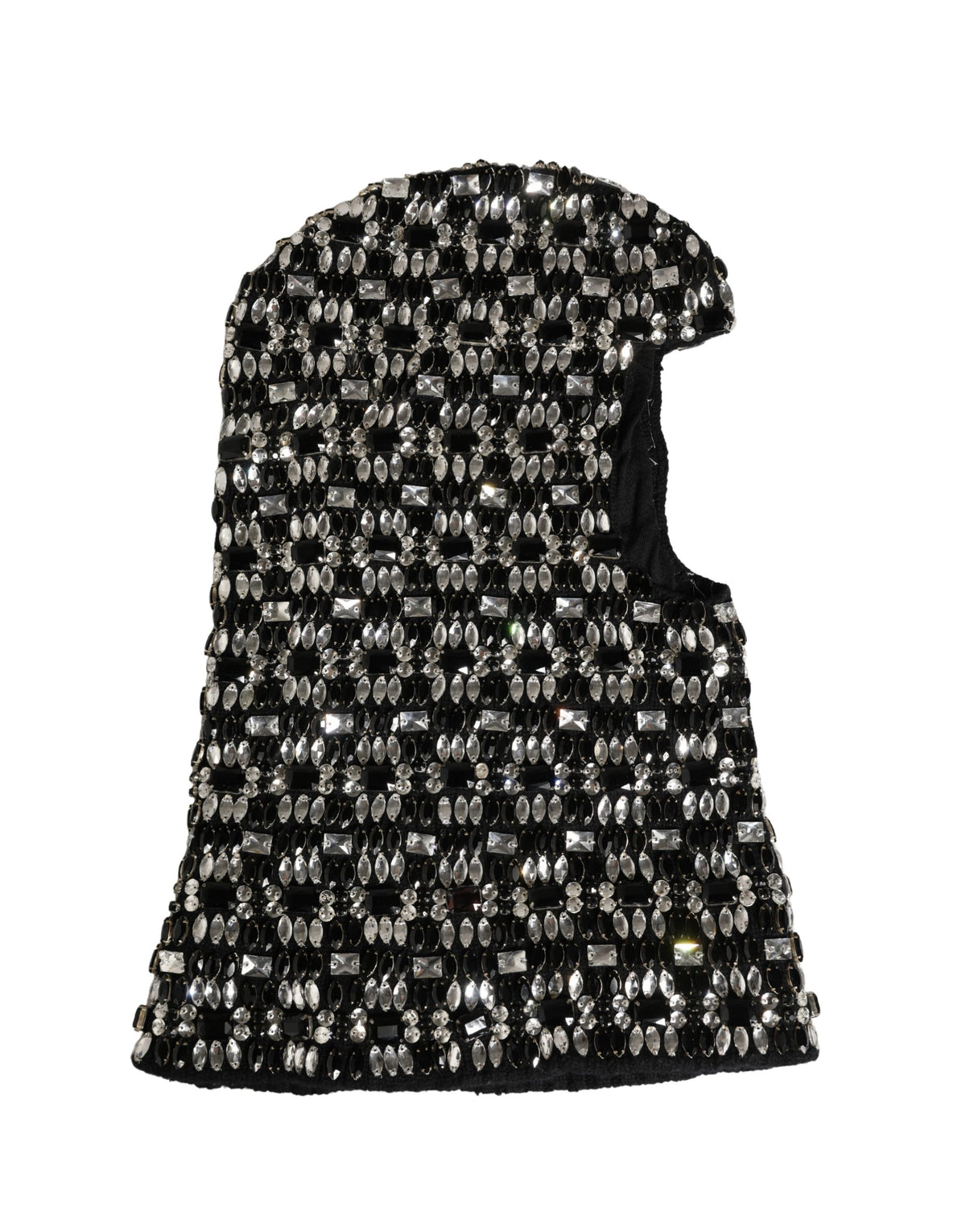 New Dolce & Gabbana Black Wool Crystal Embellished Balaclava Hat