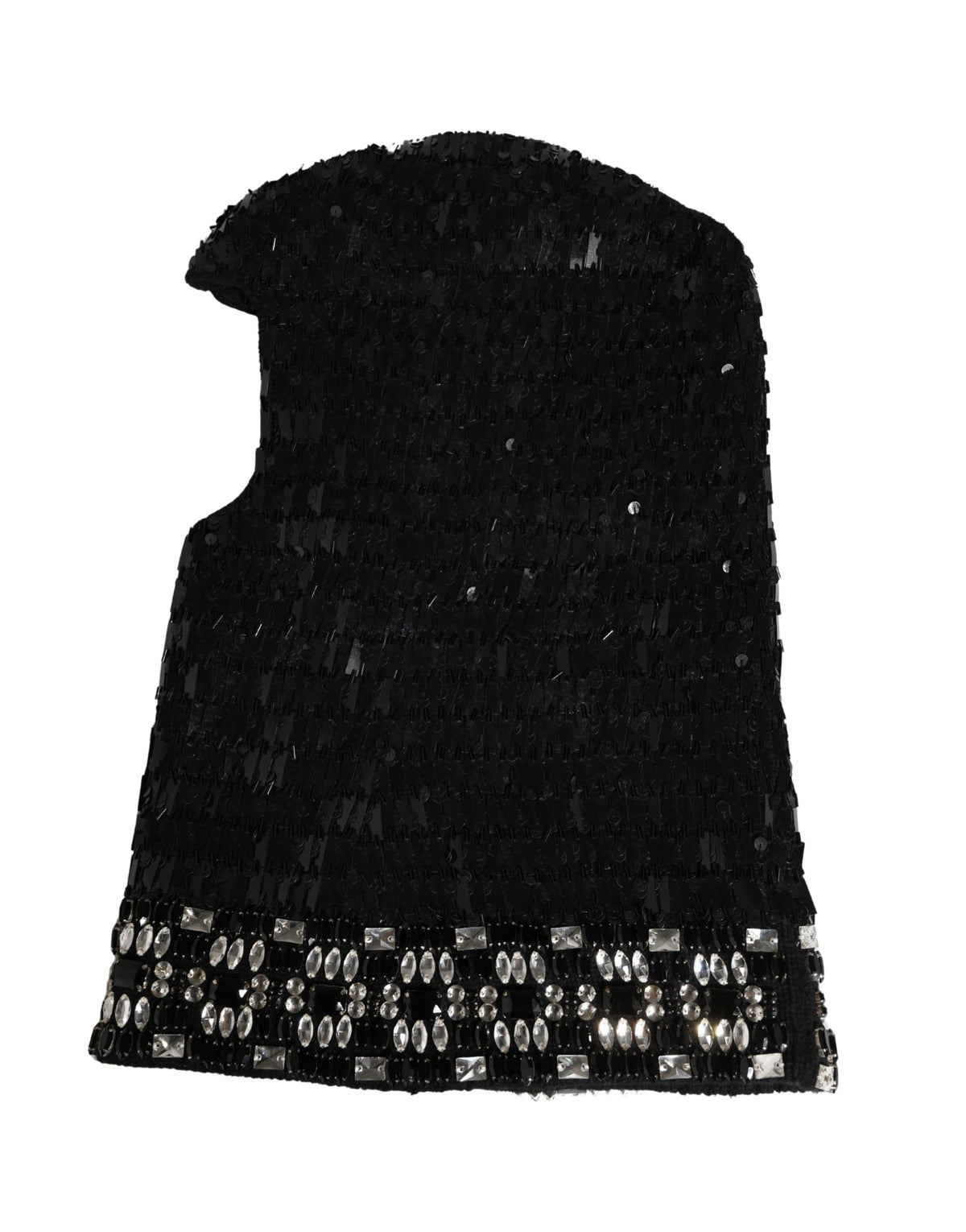 New Dolce & Gabbana Black Wool Crystal Embellished Balaclava Hat