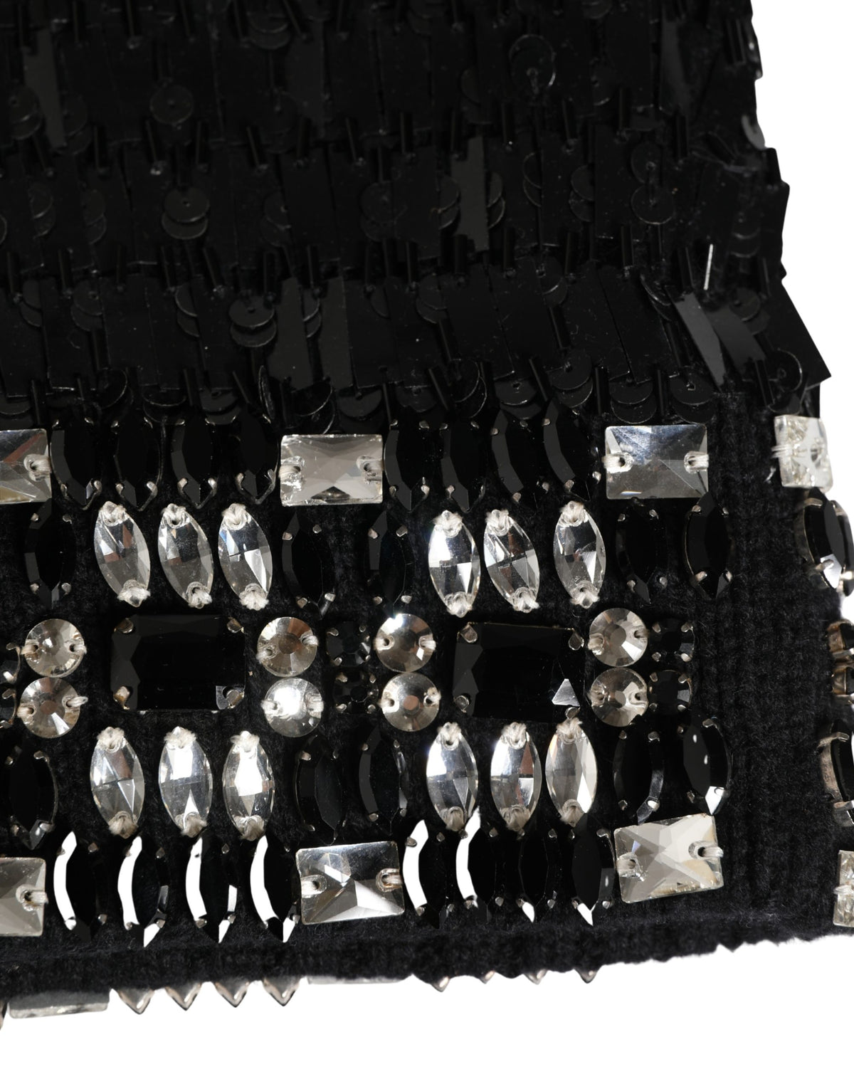 New Dolce & Gabbana Black Wool Crystal Embellished Balaclava Hat