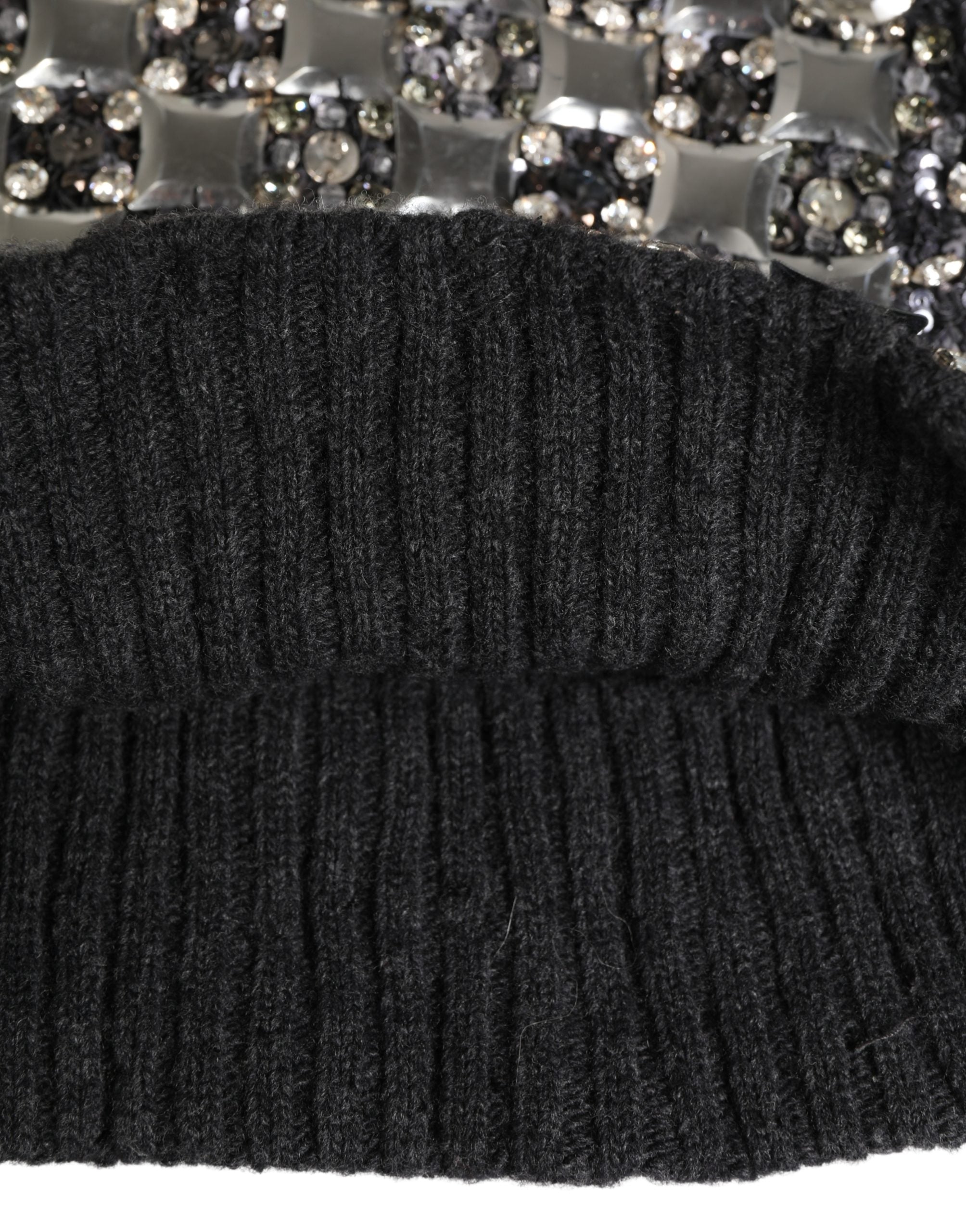 Pre-Owned Dolce & Gabbana Black Wool Crystal Embellished Balaclava Hat